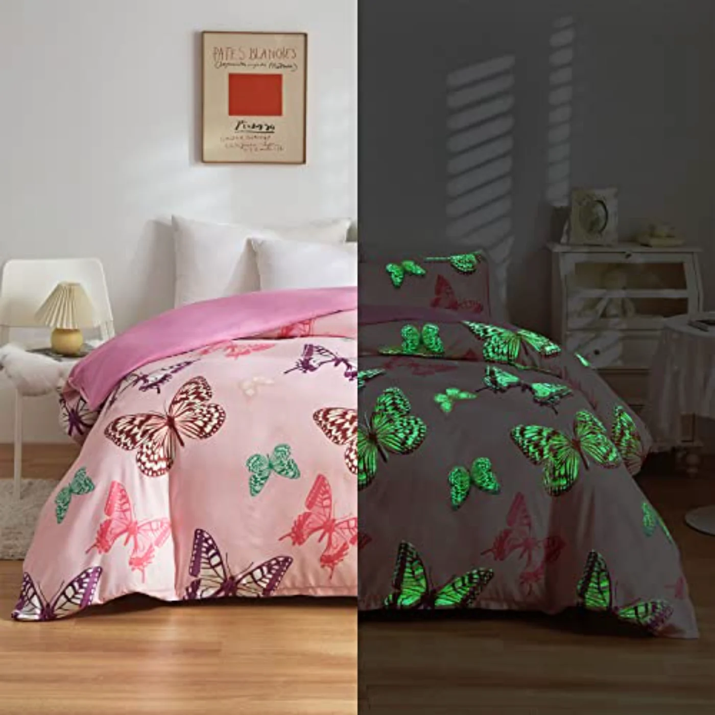 Butterfly Glow In Dark Girls Duvet Cover, King