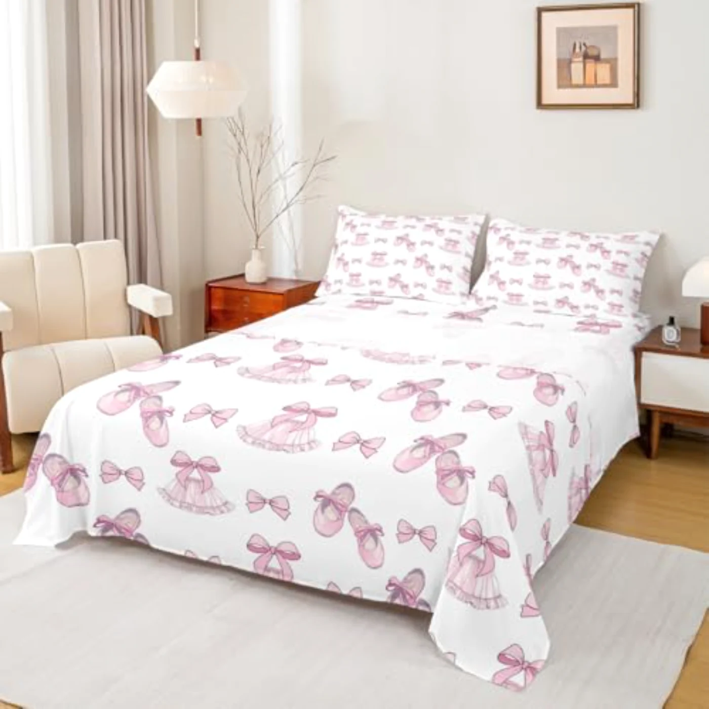 Girls Bow Ribbon Bowknot Ballet Sheet Set, Full