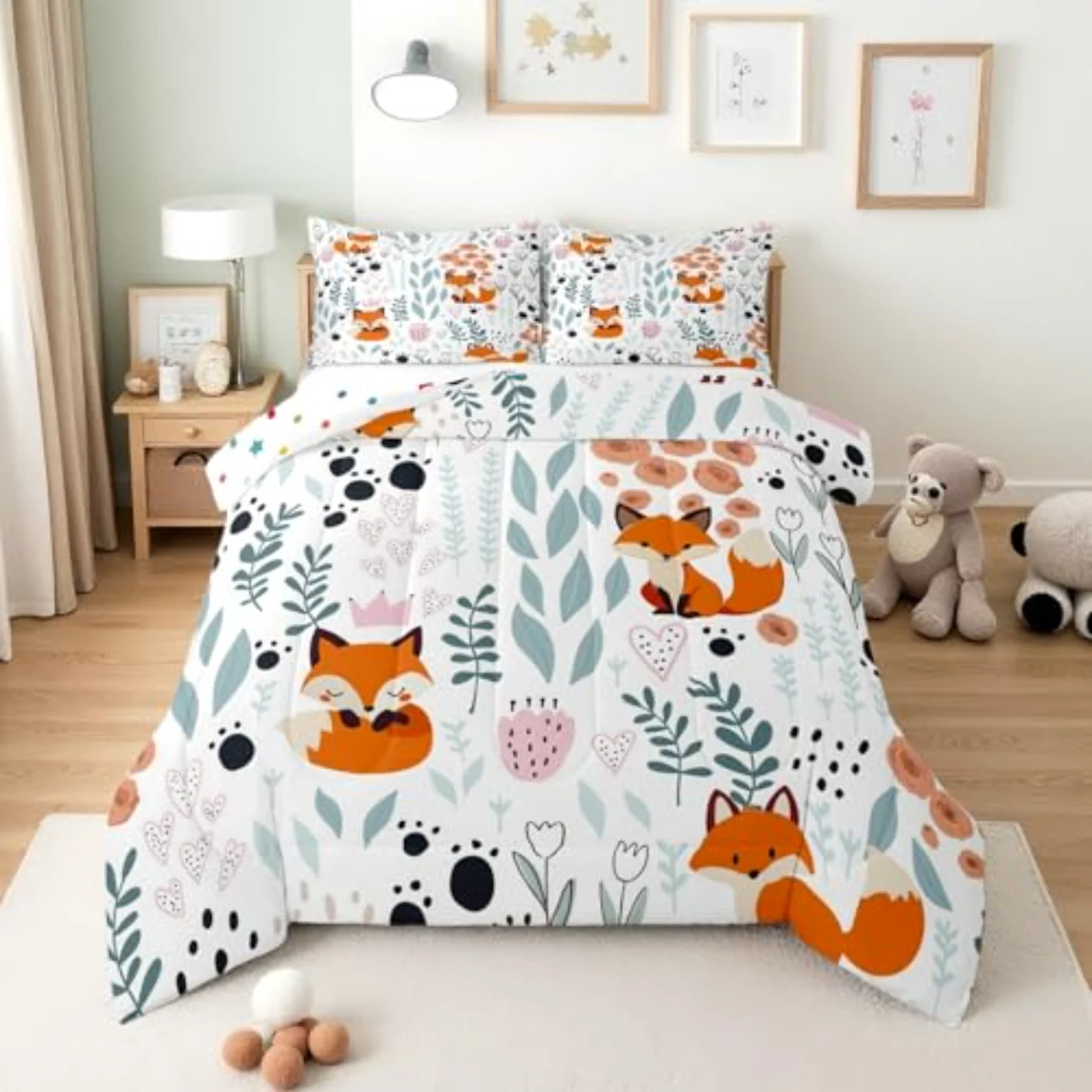 Kawaii Fox Duvet Cover, Twin