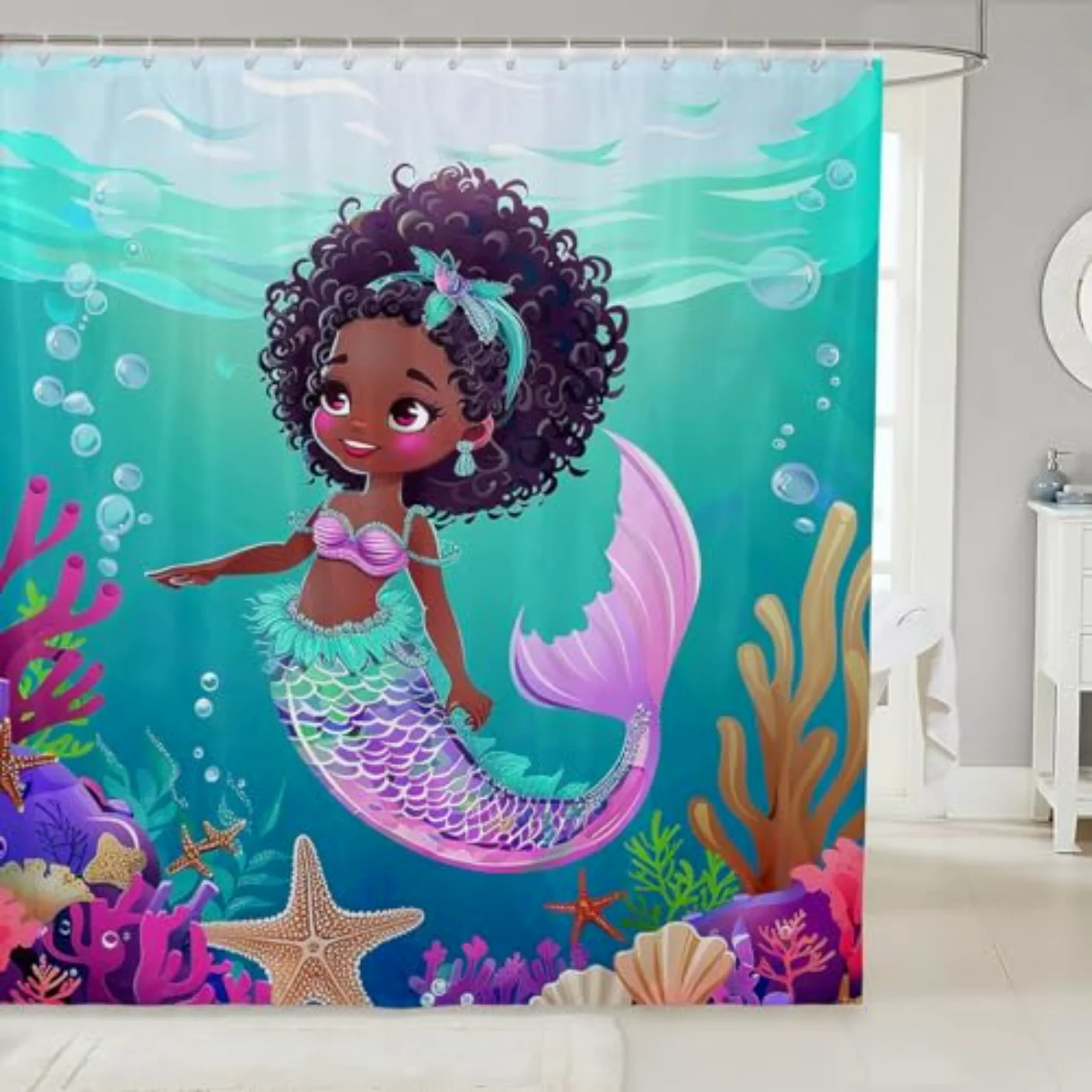 Black Mermaid Shower Curtain Wx72 Shower Curtain