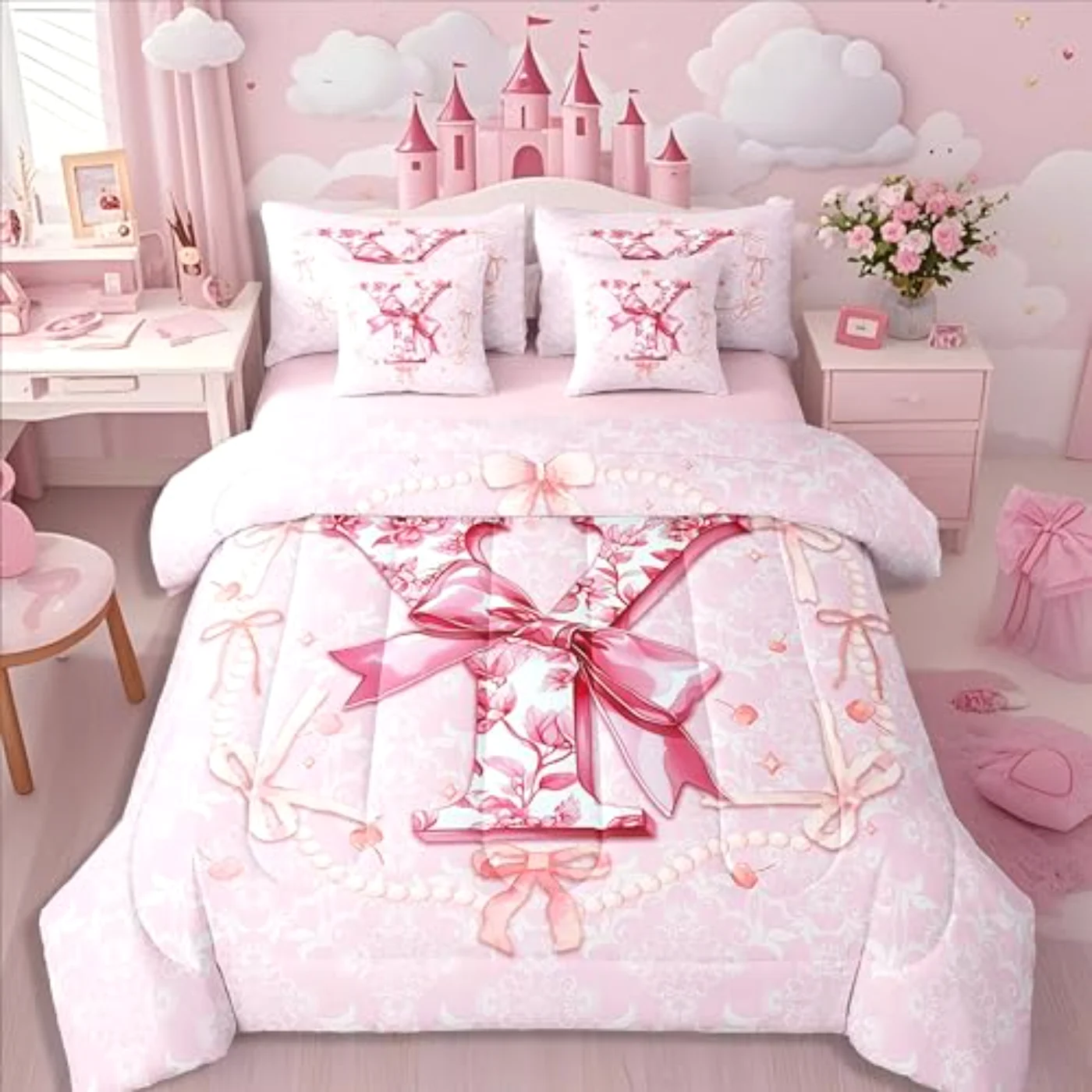 Coquette Bow Coquette Bowknots Sheets Comforter Set, Queen