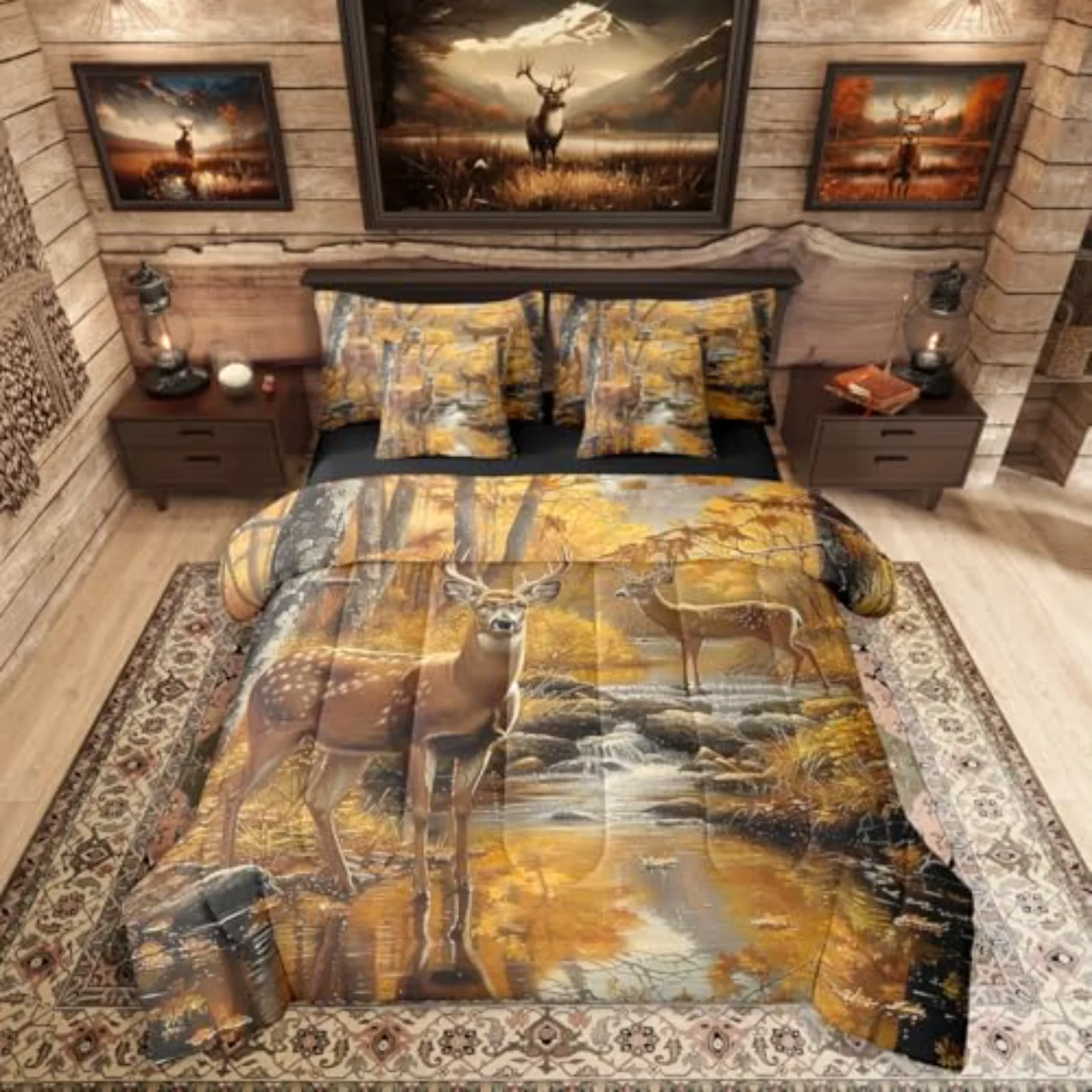 Hunting Wild Animal Sheets Comforter Set, Full