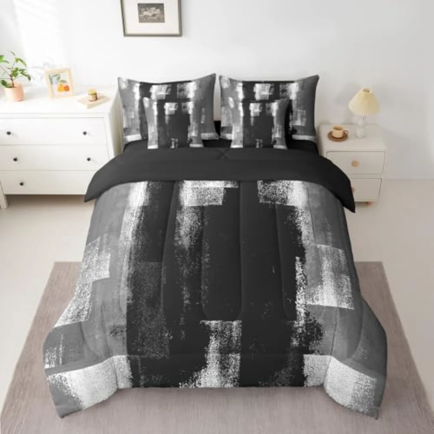 Black Ombre In Bag Retro Comforter Set, Full