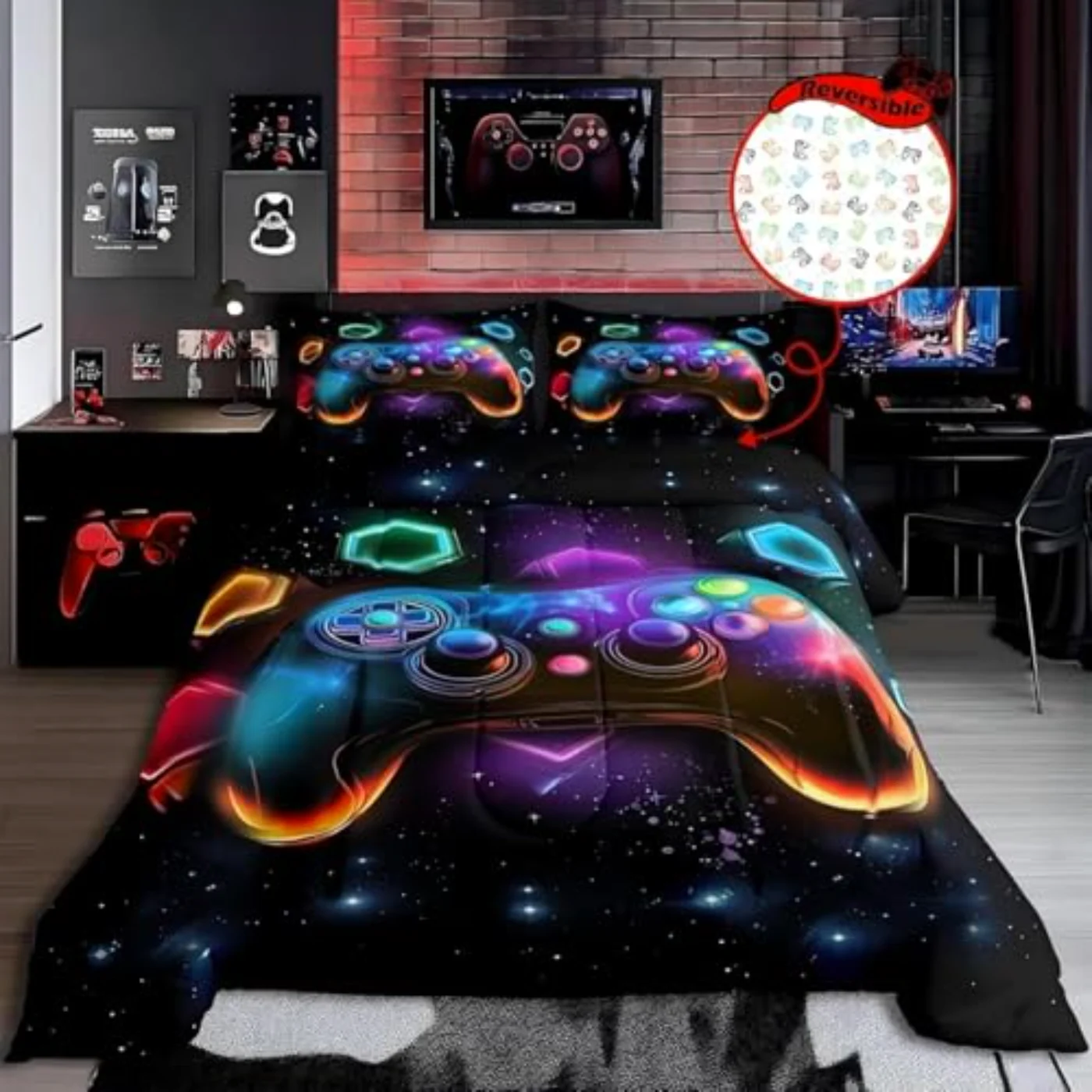 Game Consoles Gamer Gamer Gifts Comforter Set, King
