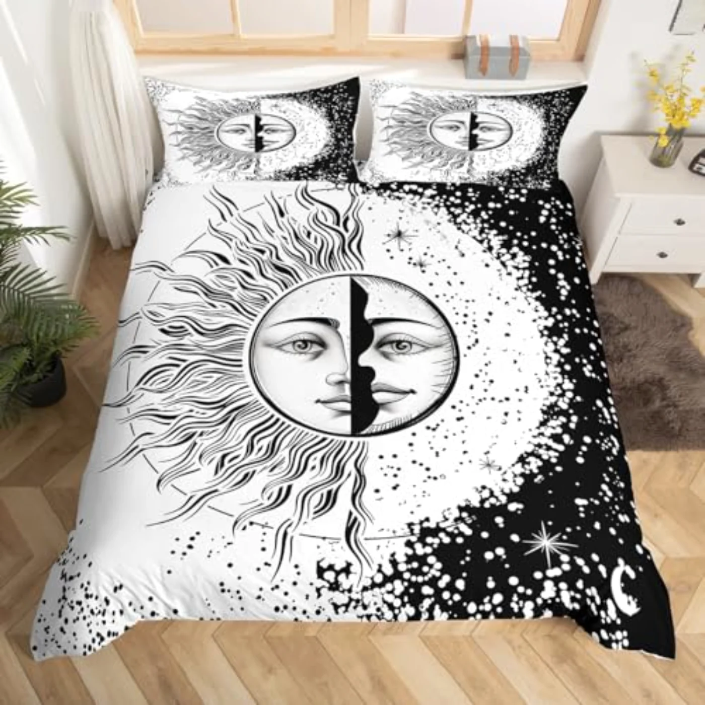 Sun Moon Yin Yang Galaxy Duvet Cover, Twin