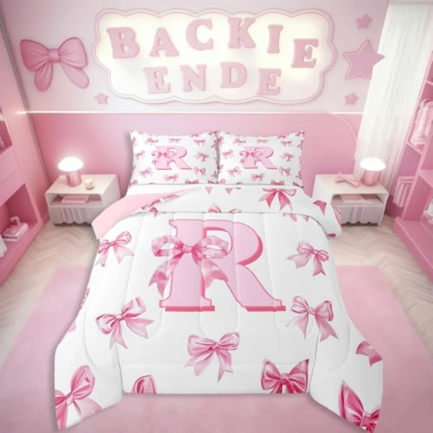 Initial Letter R Women Teen Comforter Set, Twin