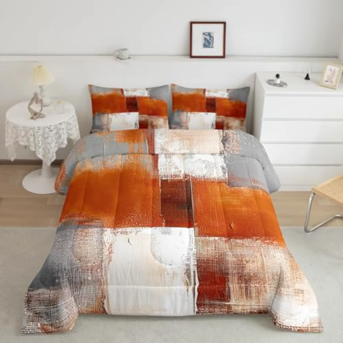 Orange Abstract Ombre Quilt, Queen