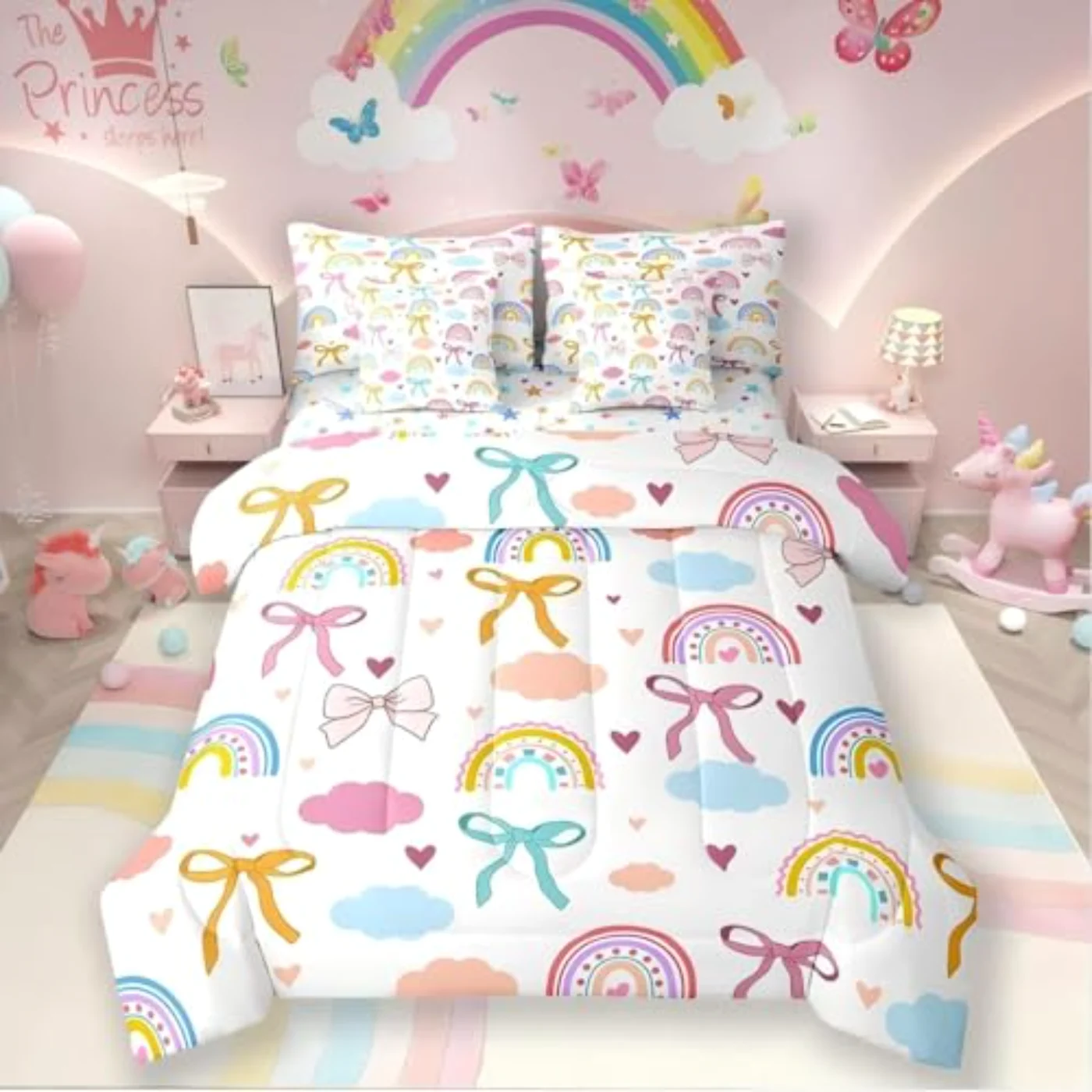 Kawaii Rainbow Comforter Set, Full