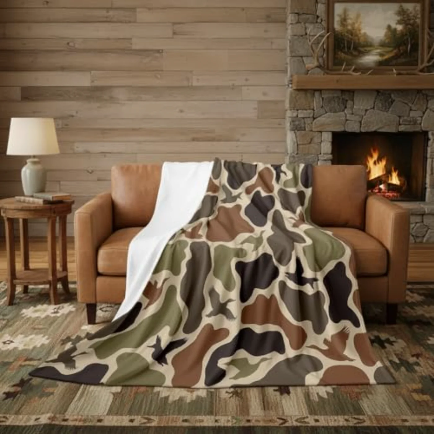 Duck Hunting Flannel Blanket Inch Throw, Queen