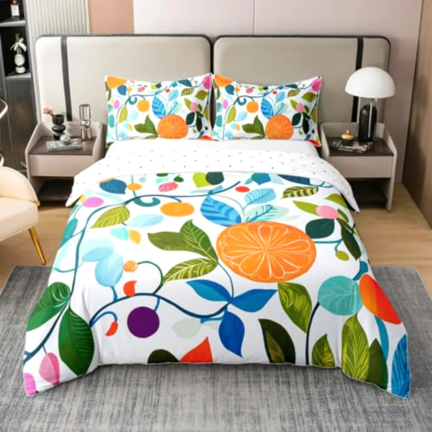 Elegant Floral Cotton Chic Flowers Duvet Cover, King