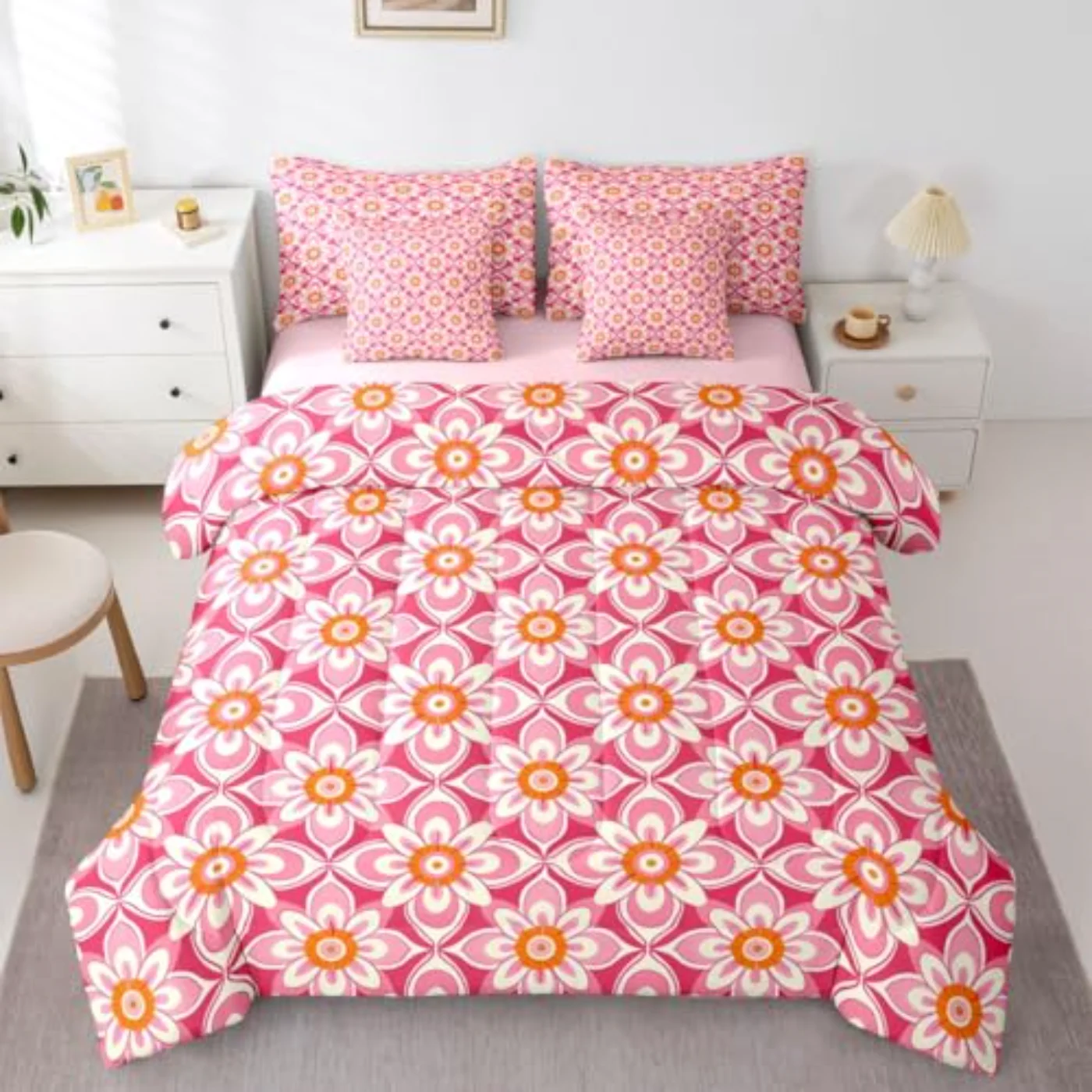 Pink Floral In Bag Comforter Set, Pink & (2MYZ)