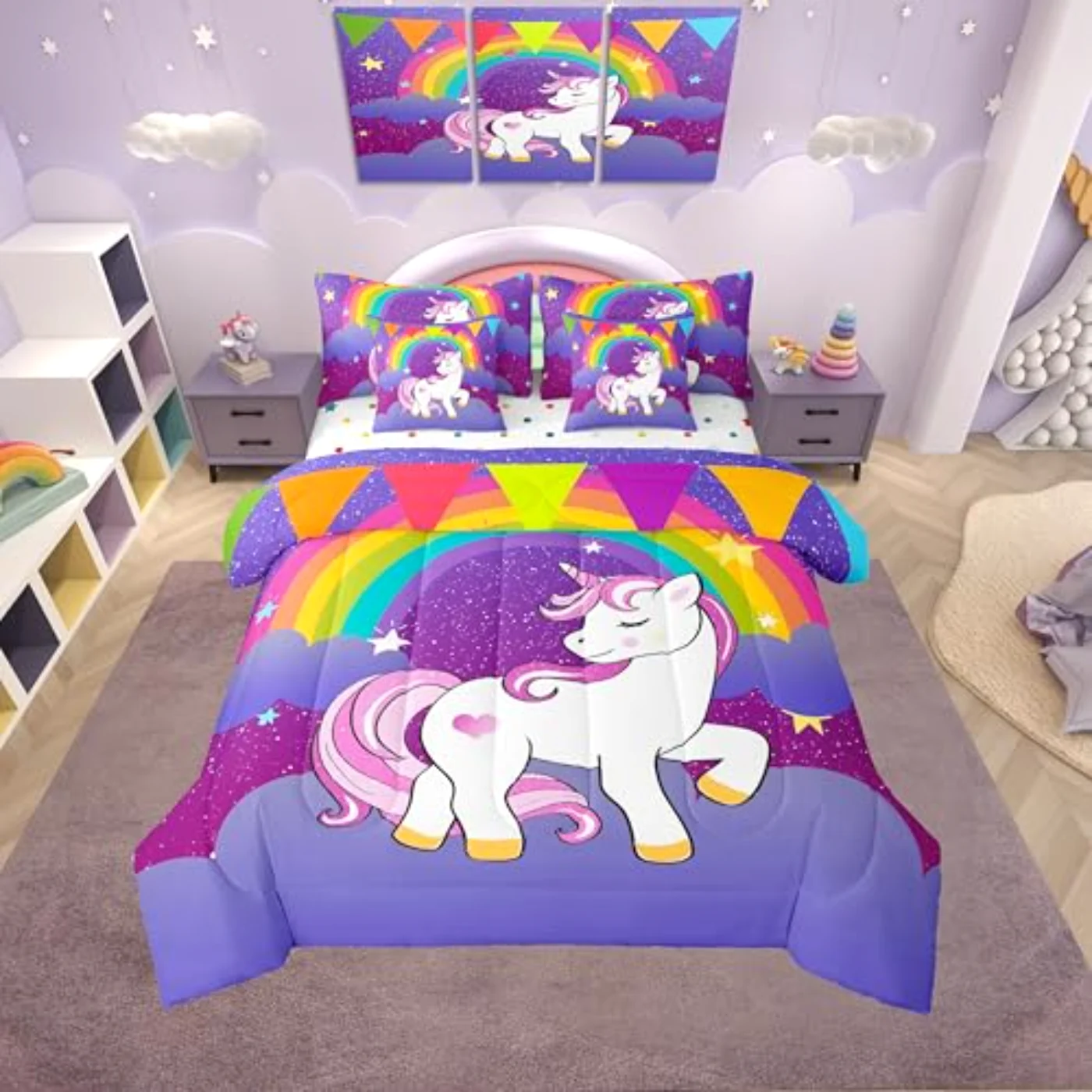 Unicorn Girls Kids Comforter Set, Full