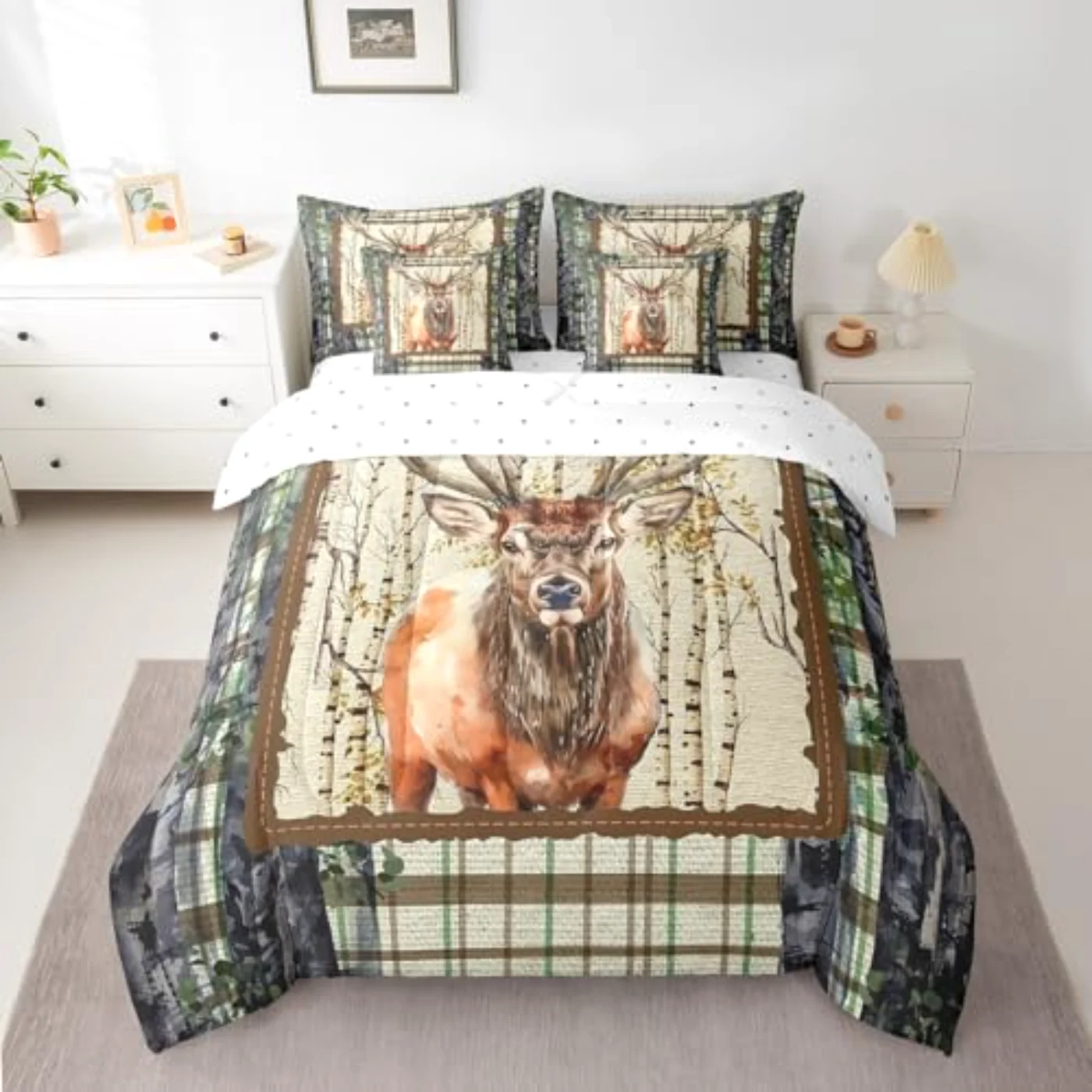 Elk Deer In Bag Comforter Set, Queen