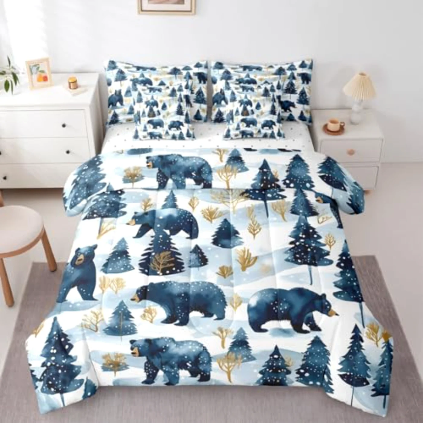 Rustic Bear In Bag Comforter Set, Twin