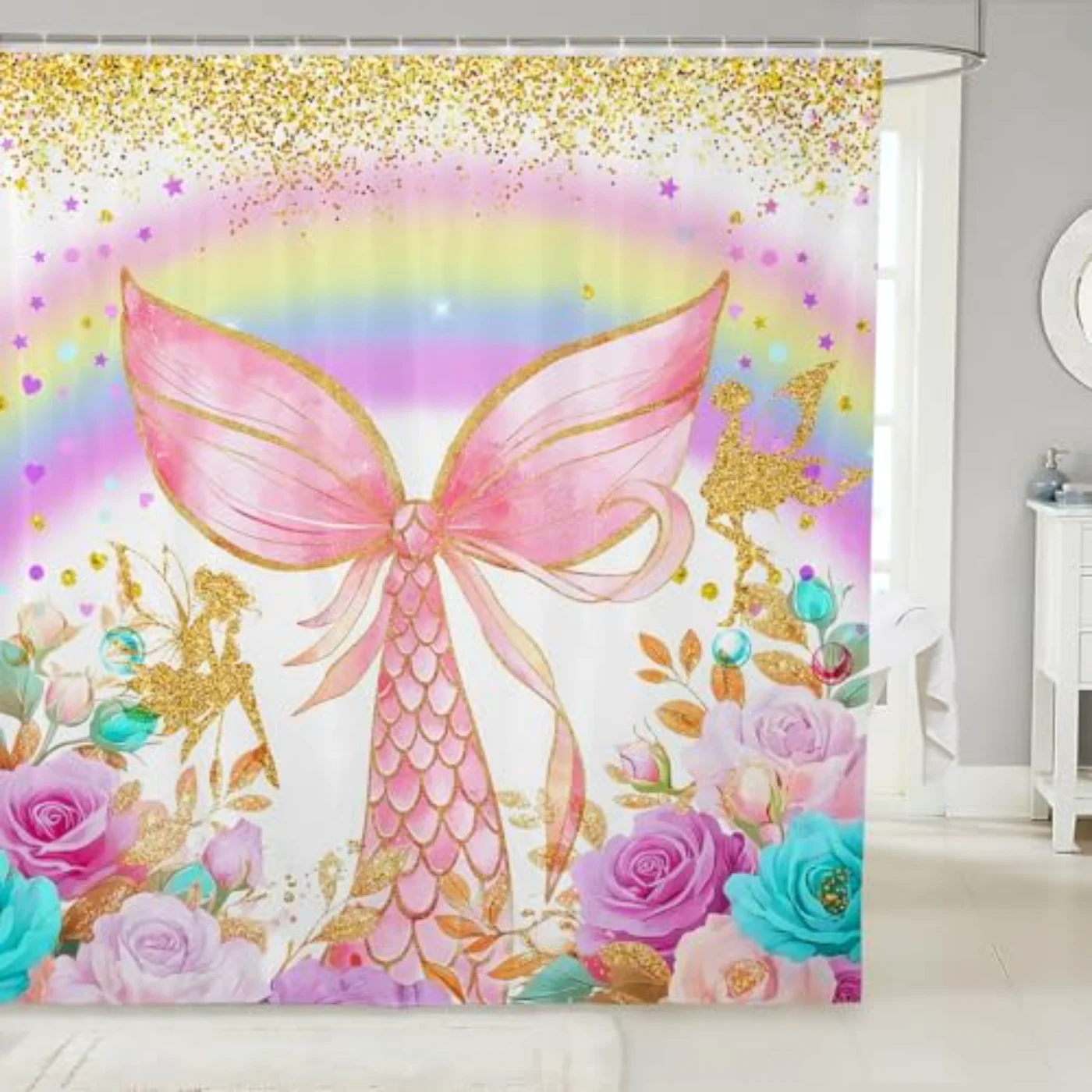Mermaid Tail Shower Curtain Girls Shower Curtain