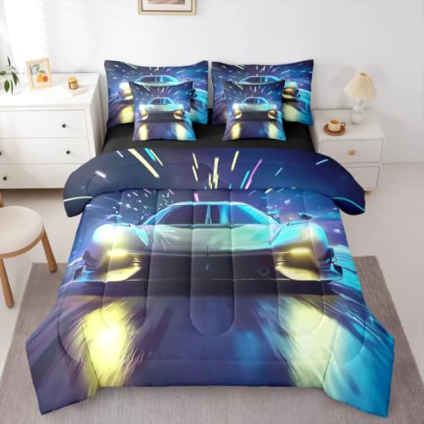 Racing Car Cool Speed Race Comforter Set, Twin