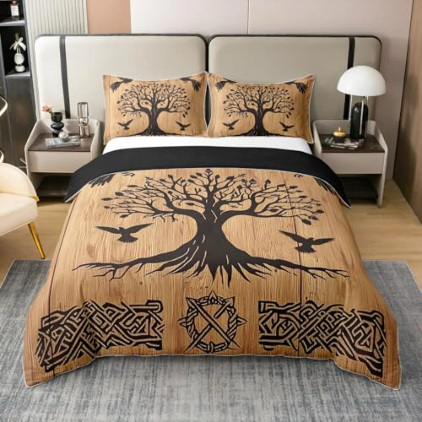 Cotton Viking Raven Tree Life Duvet Cover, King