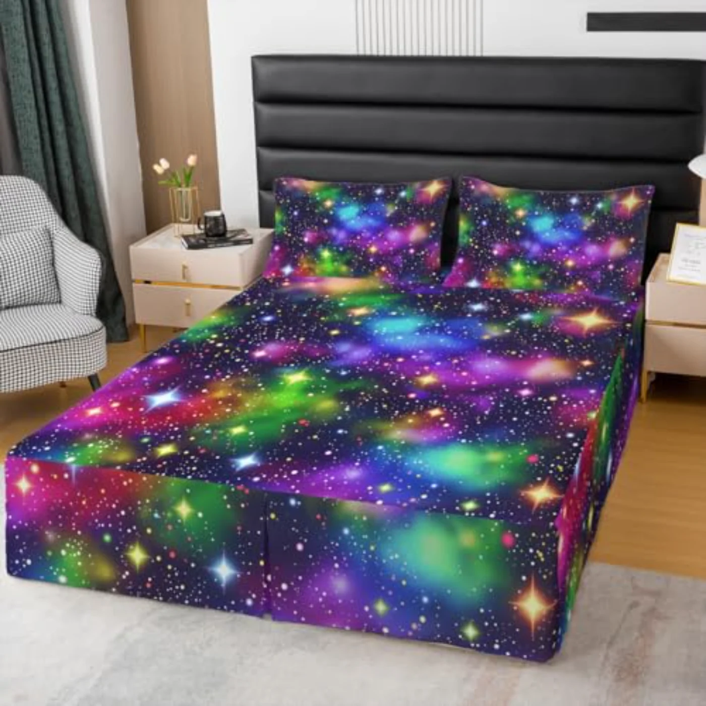 Starry Sky Bedskirt Galaxy Skirt (C2V9)