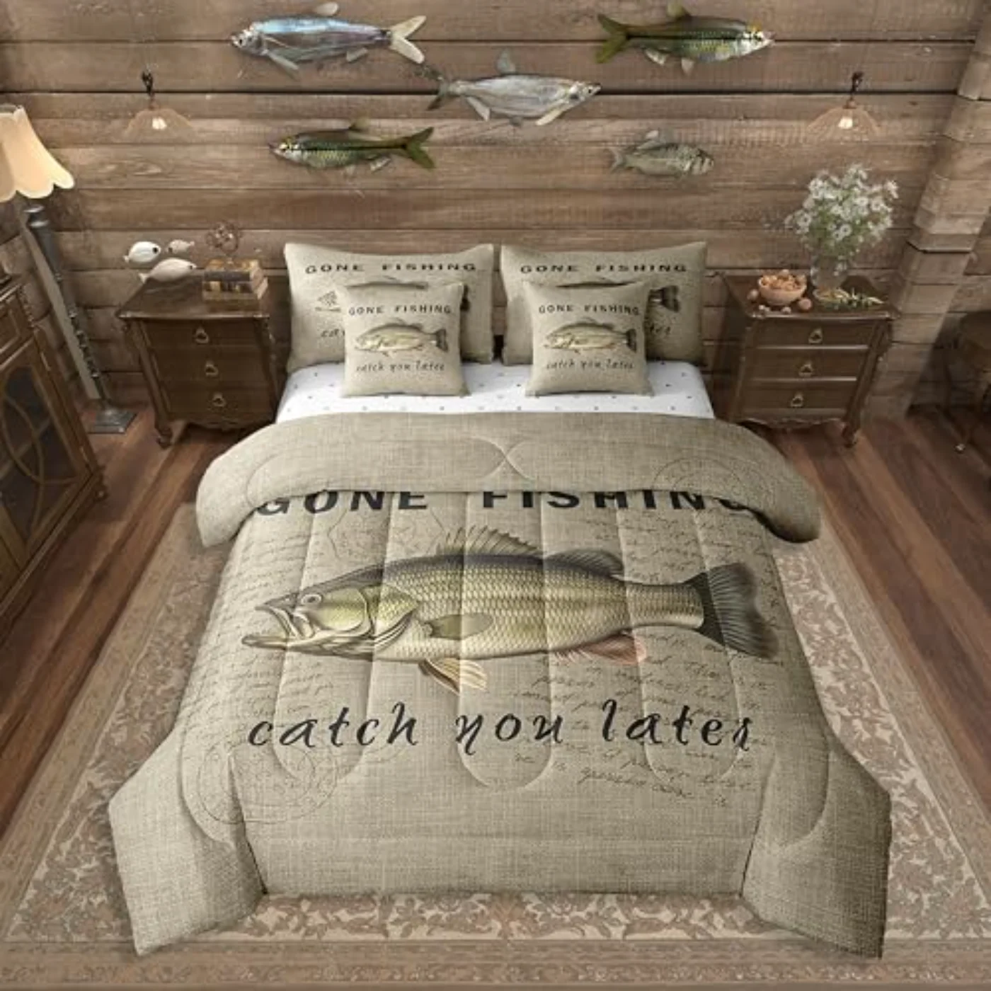 Gone Fishing In Bag Comforter Set, Twin