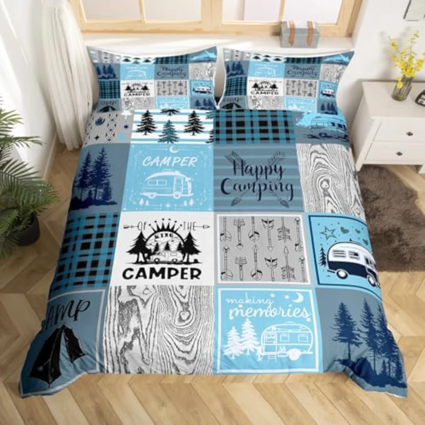 Kids Camper Happy Camping Rv Duvet Cover, Twin