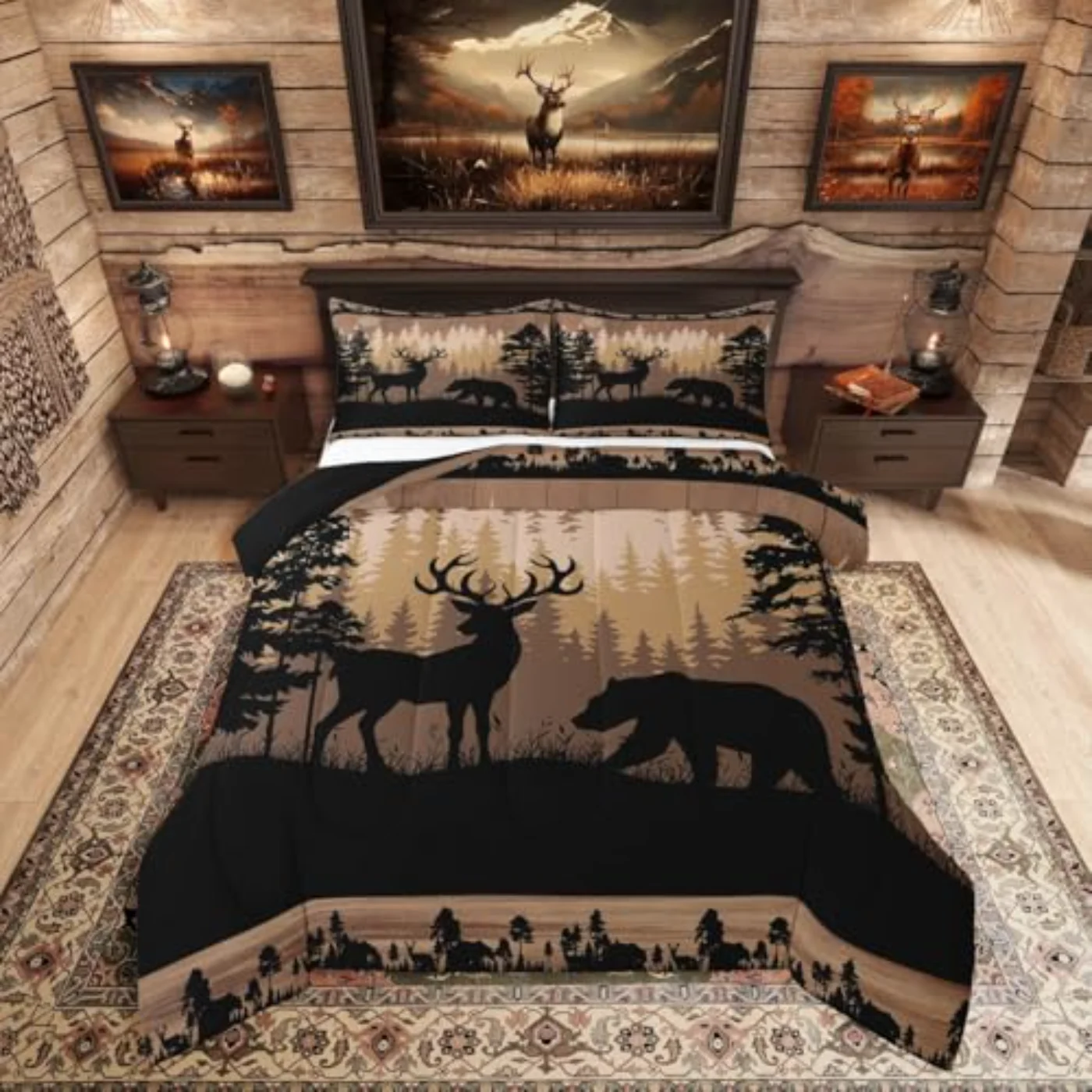 Rustic Farmhouse Cabin Lodge Hunting Comforter Set, King