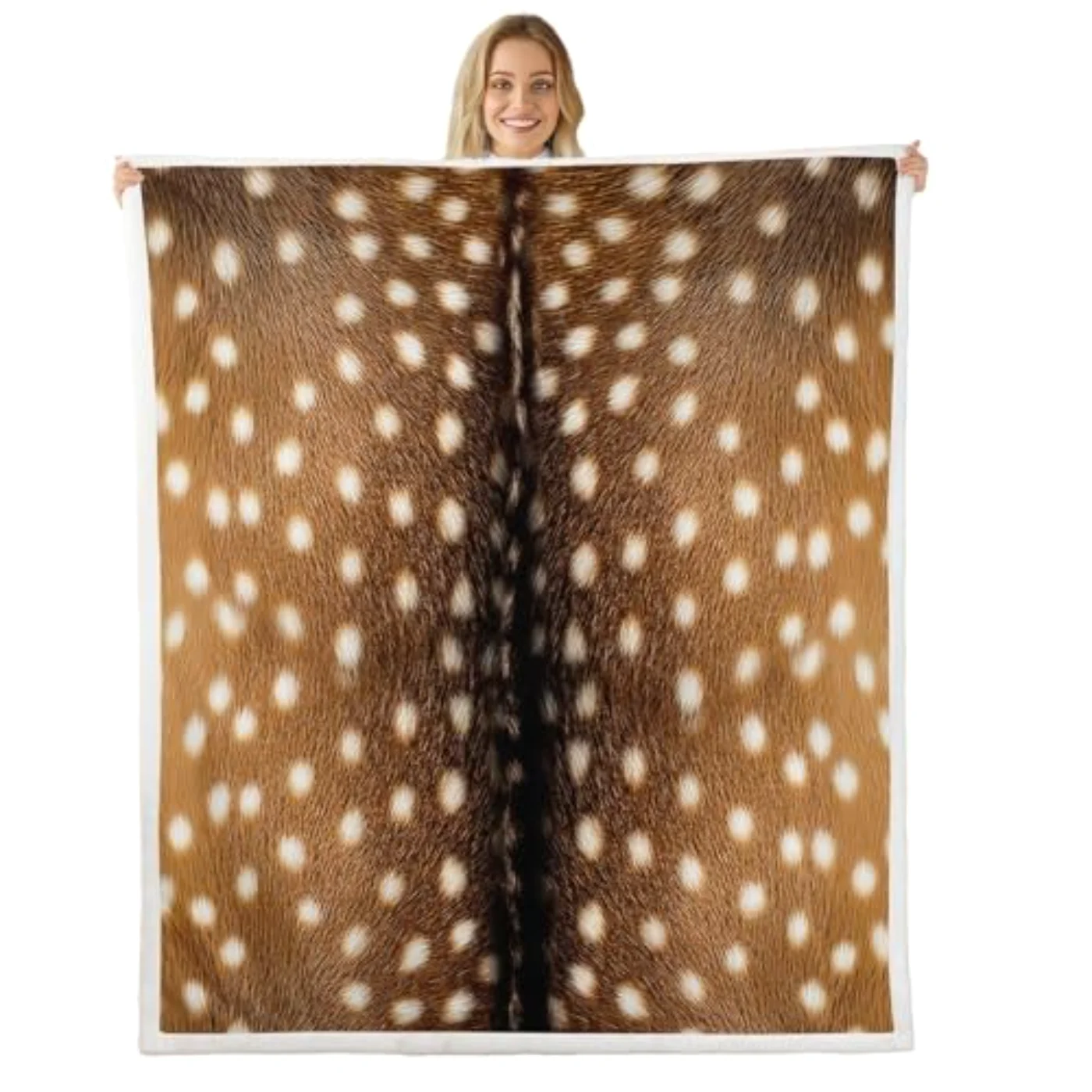 Brown Reindeer Fur Blanket Throw, Twin