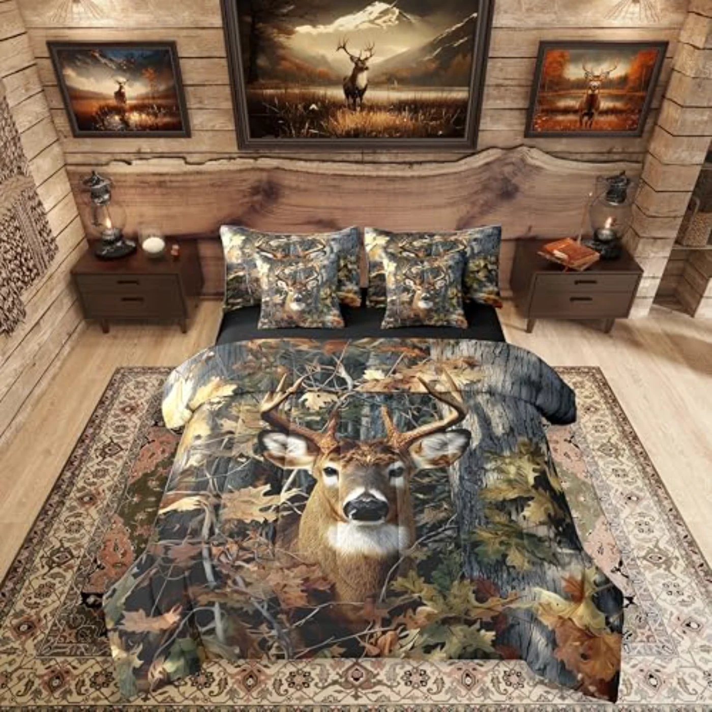 Camo Deer Sheets Woodland Deer Quilt, Twin
