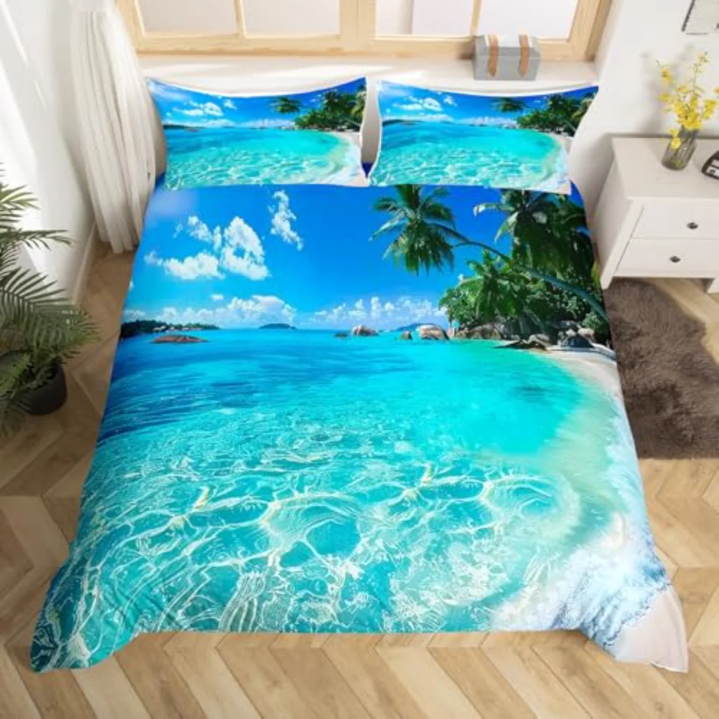 Ocean Summer Beach Hawaiian Vacation Duvet Cover, Twin