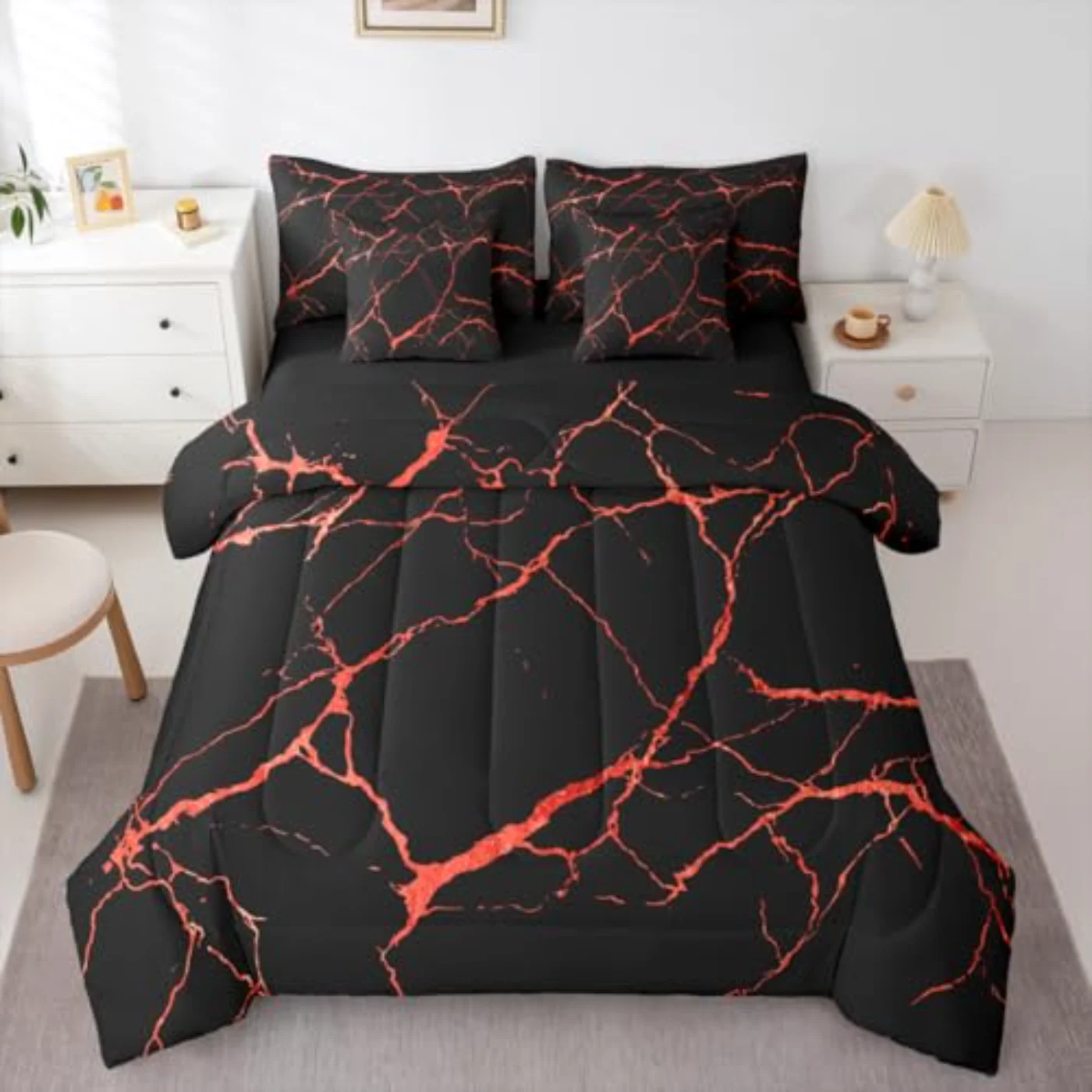 Stone Pattern Abstract Sheets Simplicity Comforter Set, Queen