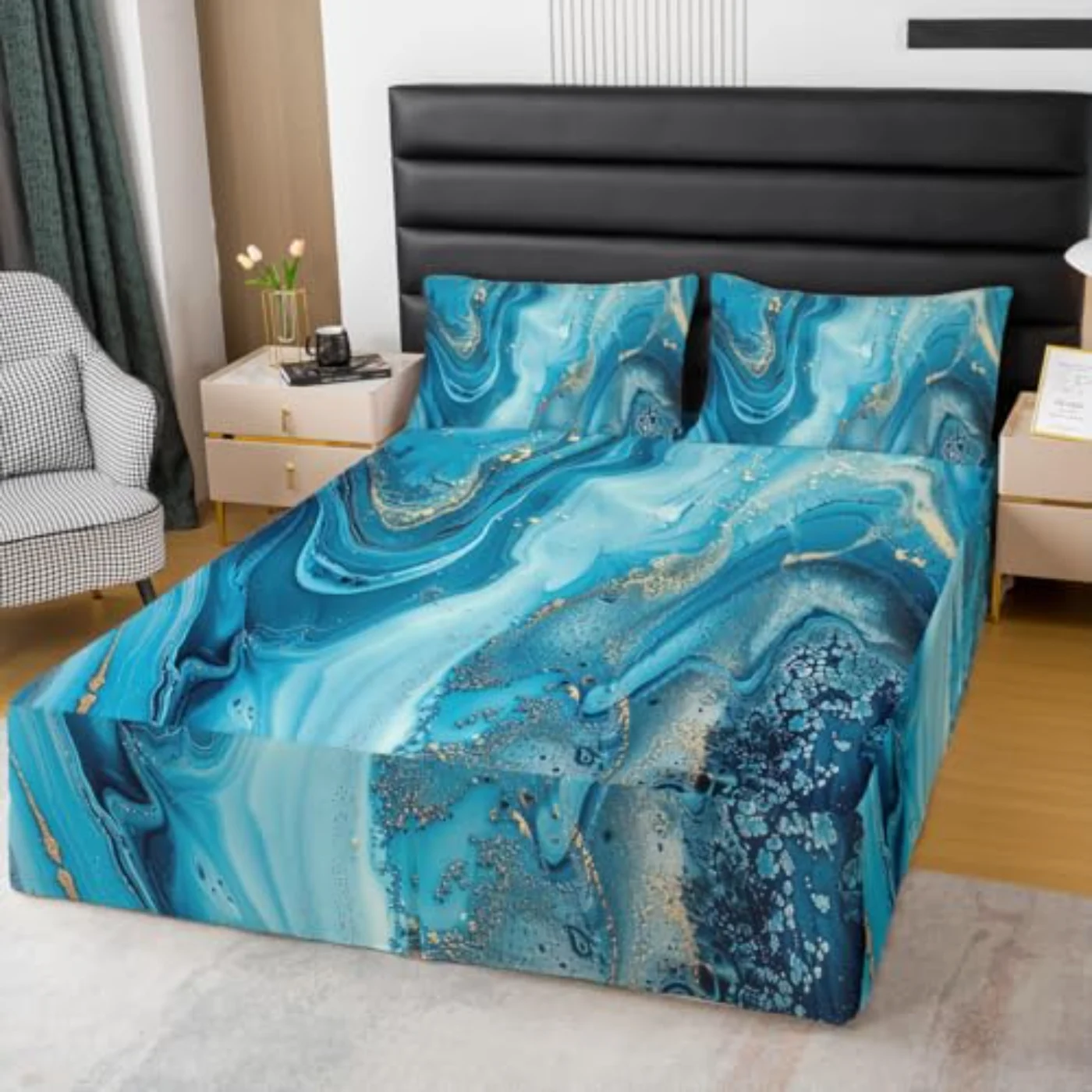 Marble Skirt Comforter Set, Queen