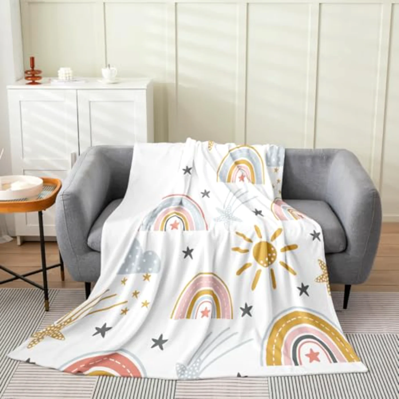 Girls Rainbow Blanket Throw X60 Throw