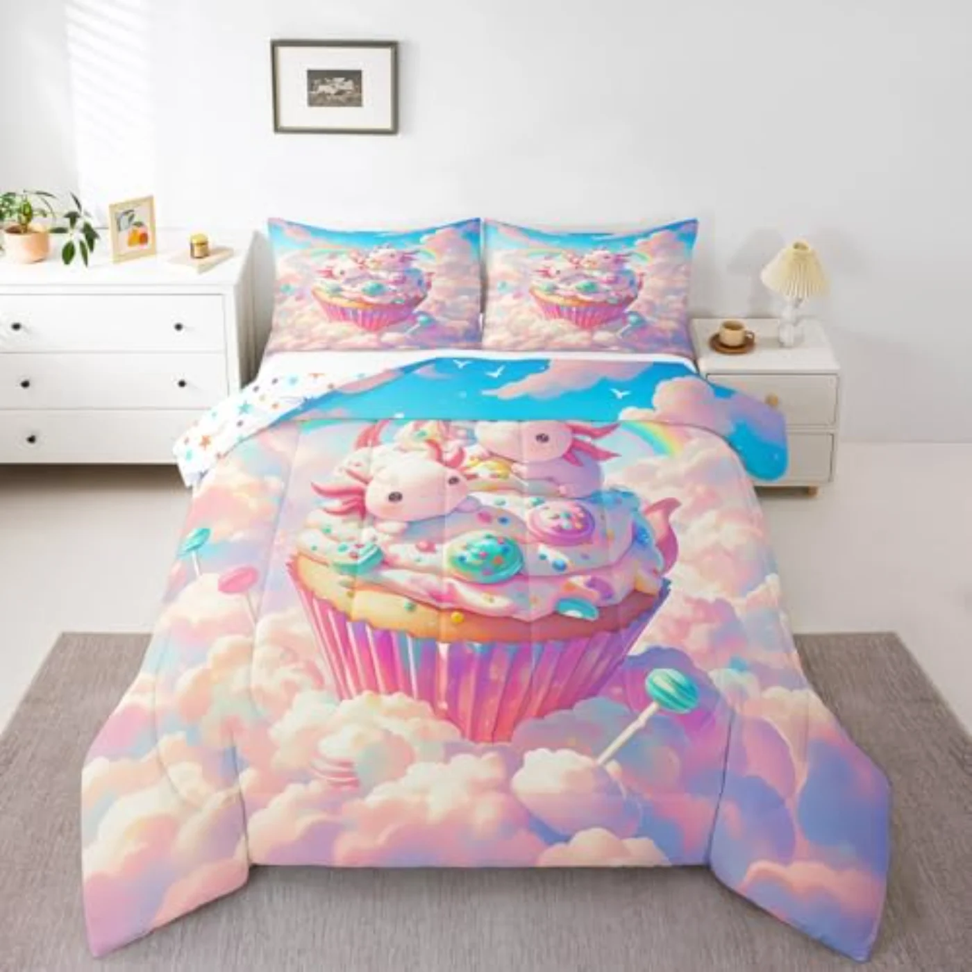 Axolotl Kawaii Candy Comforter Set, Twin