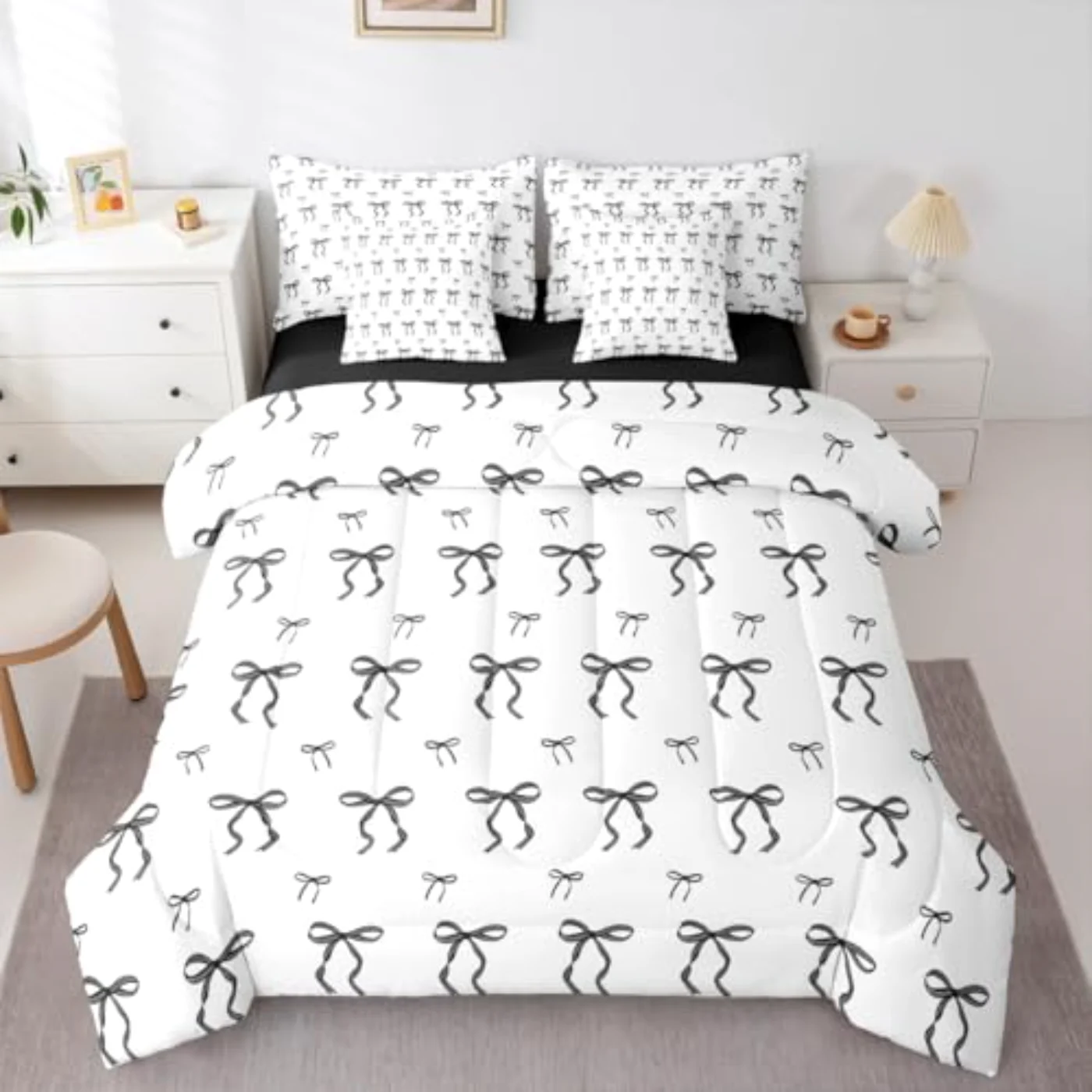 Black Bow - Teen Girl Comforter Set, Full