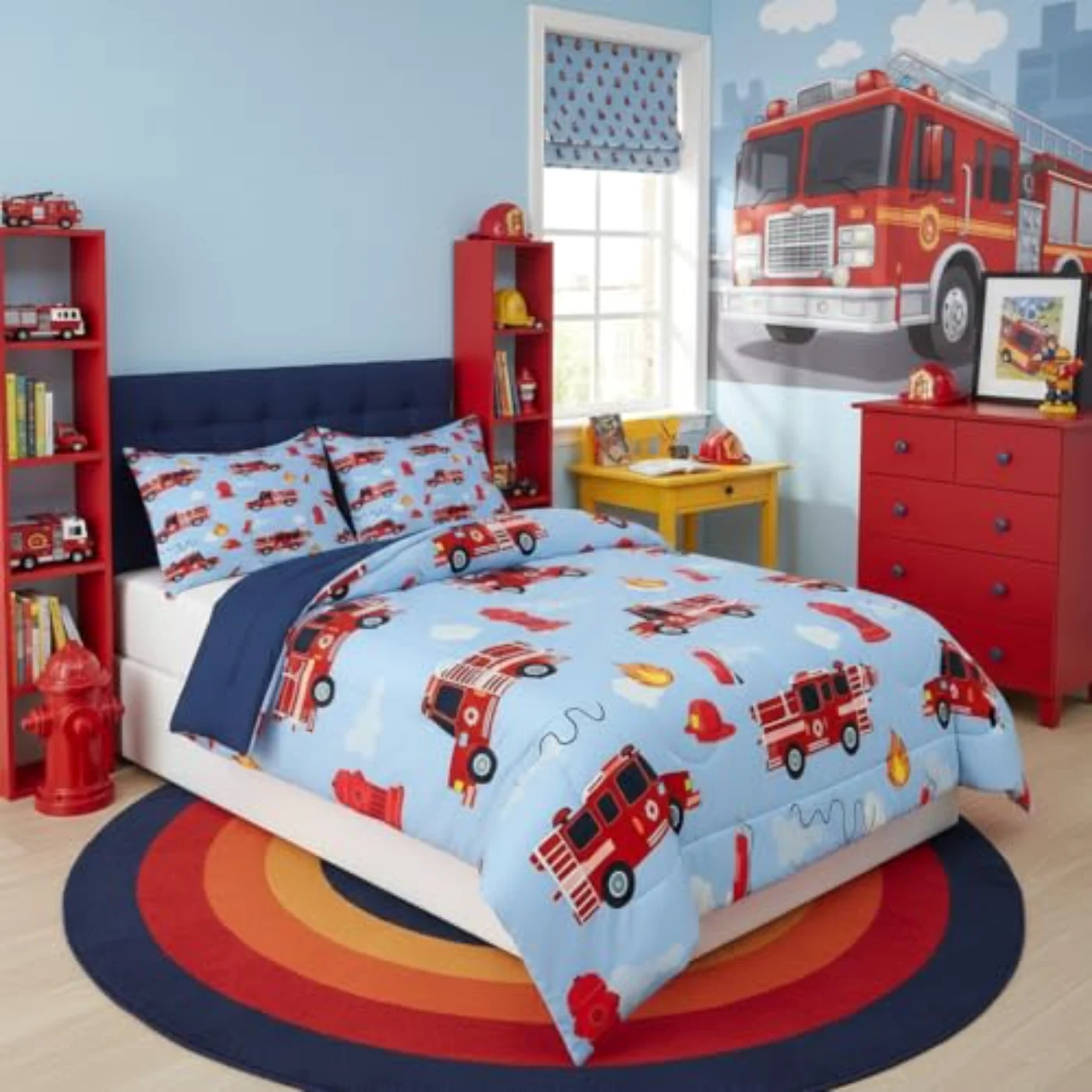 Red Fire Truck Toddler Firefighter Comforter Set, Full