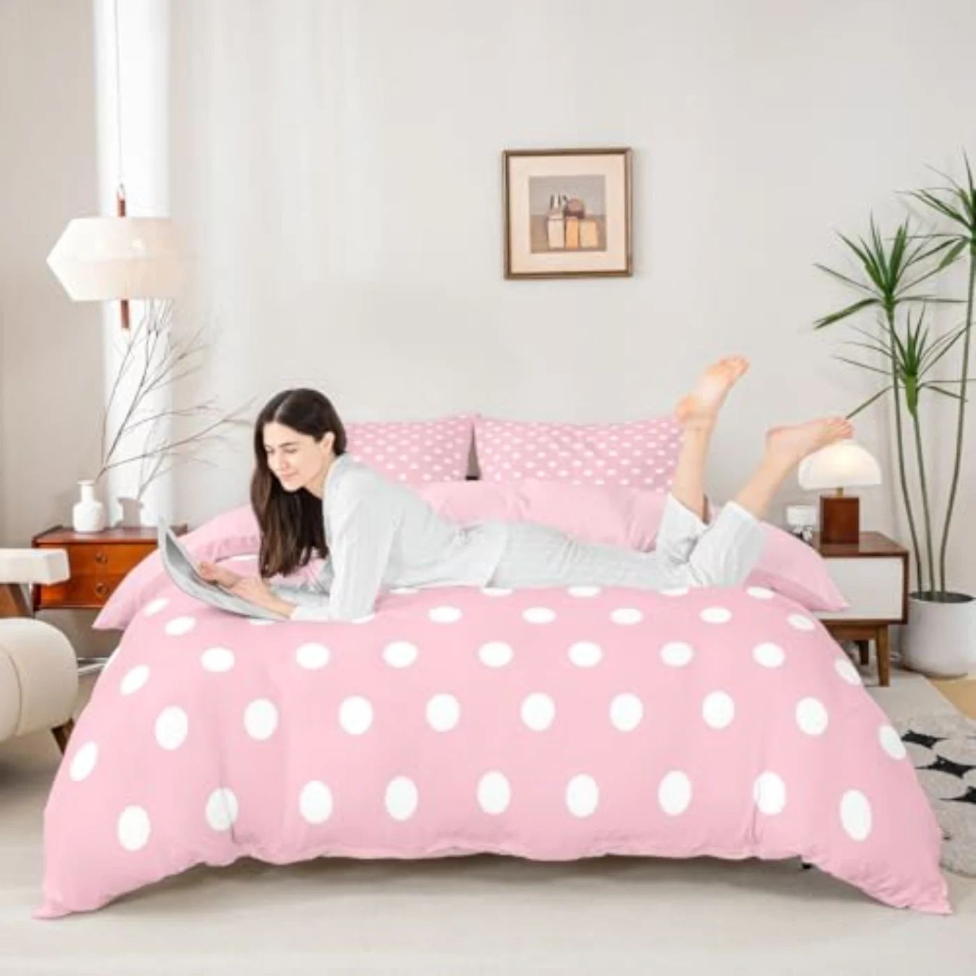 Pink Polka Dot Kids Toddler Duvet Cover, Full