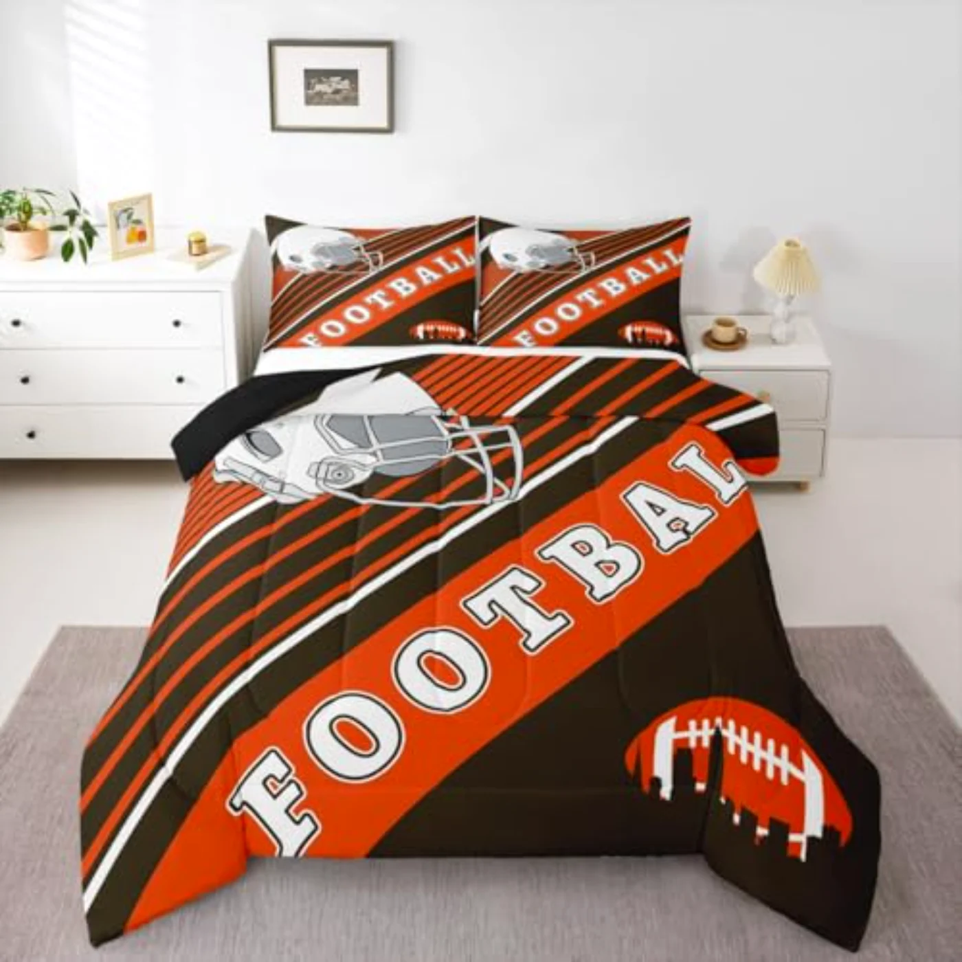 D Football Gridiron Fans Easter Comforter Set, Full