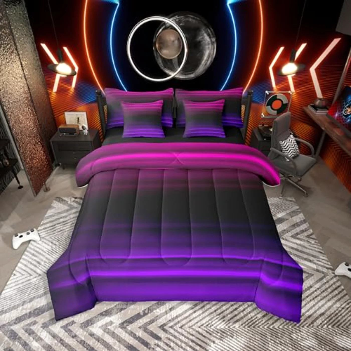 Ombre Purple Gradient In Bag Comforter Set, Queen