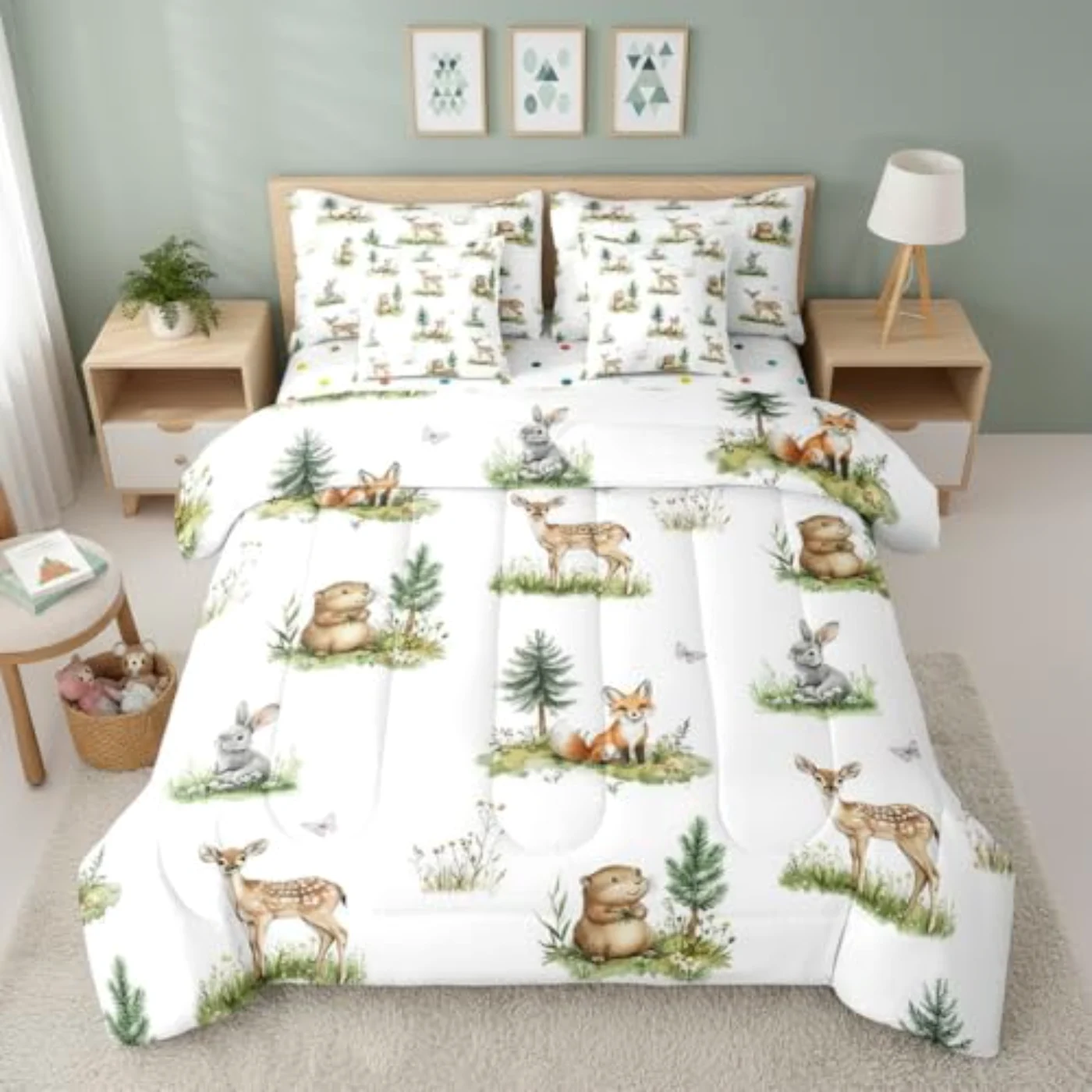 Woodland Wildlife In Bag Sheets Comforter Set, Full