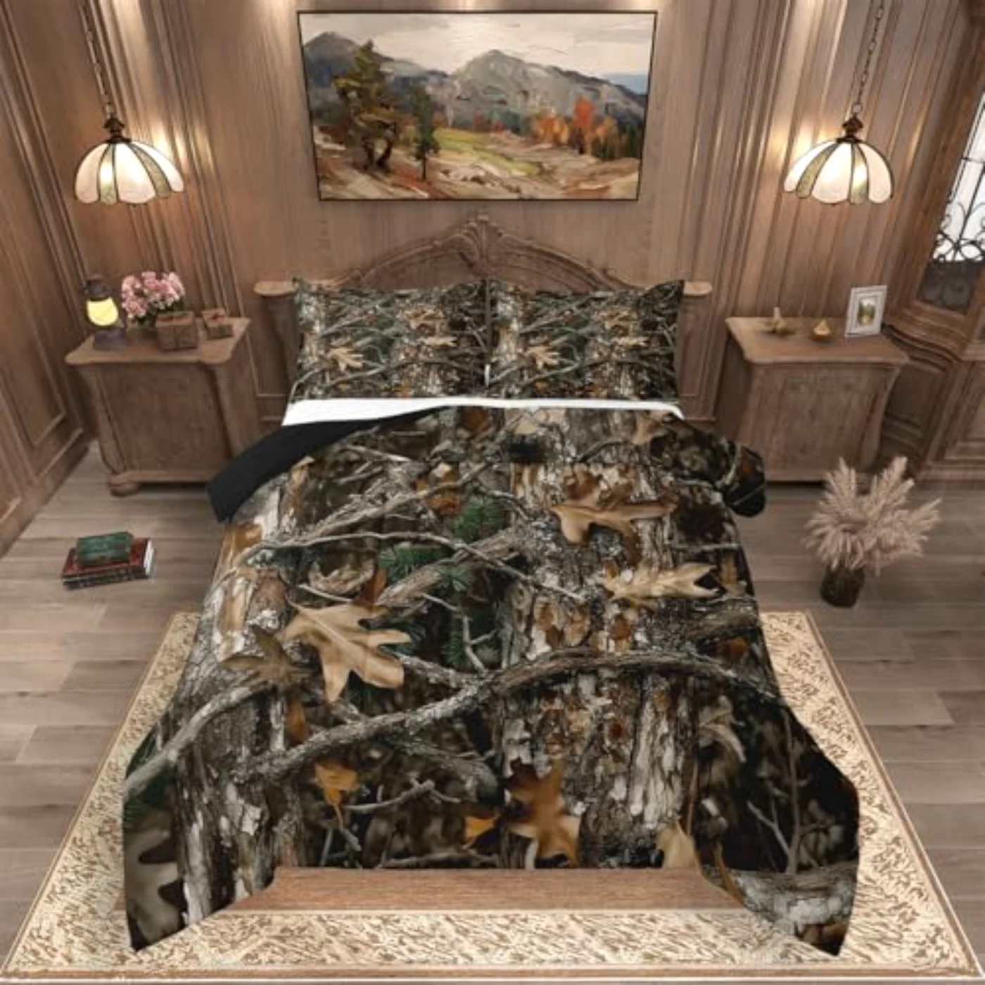 Rustic Camo Adults Teens Men Comforter Set, Twin