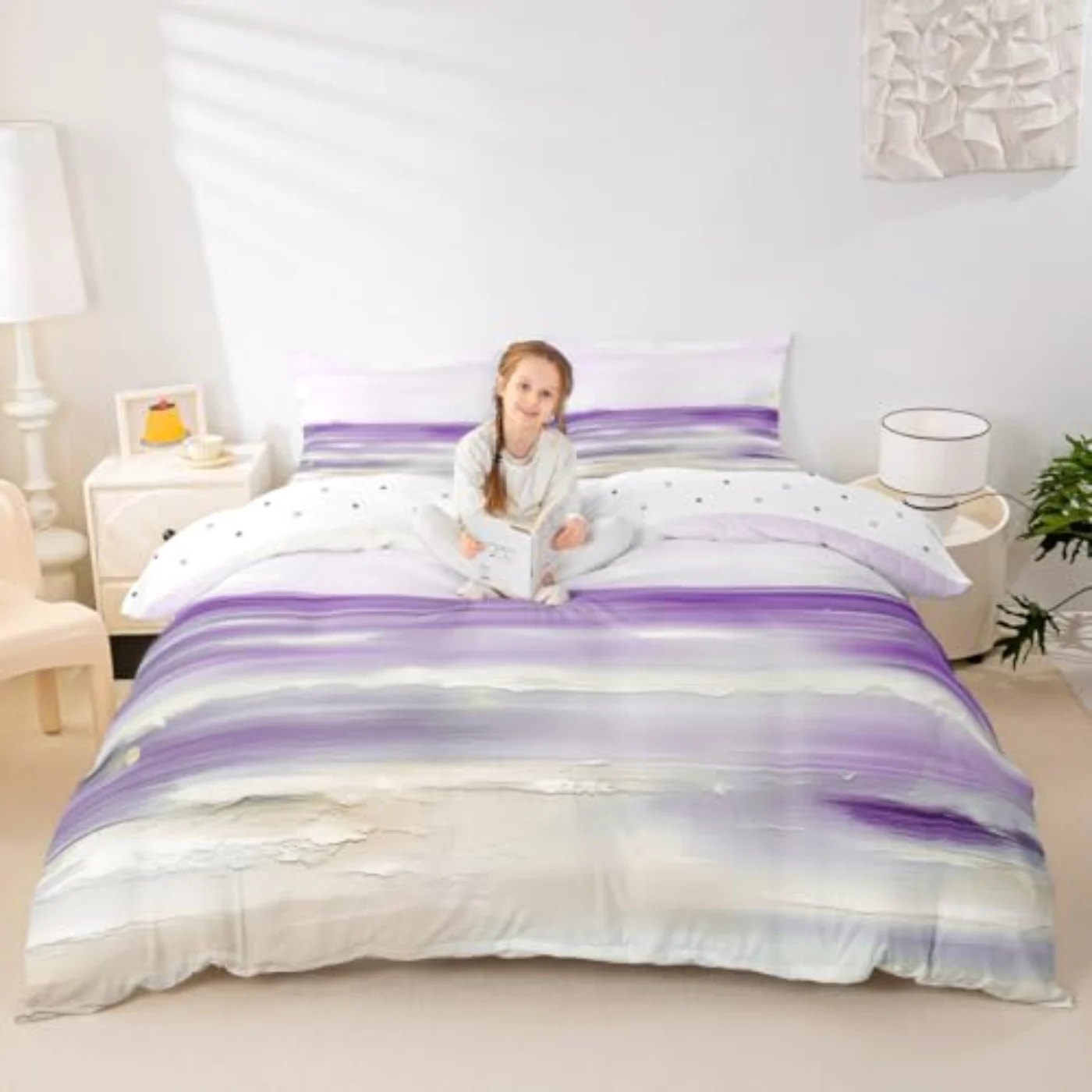 Abstract Beach Purple Oil Painting Duvet Cover, King