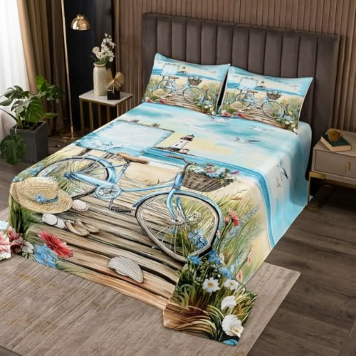 Coastal Beach Kids Boys Girls Quilt, Queen
