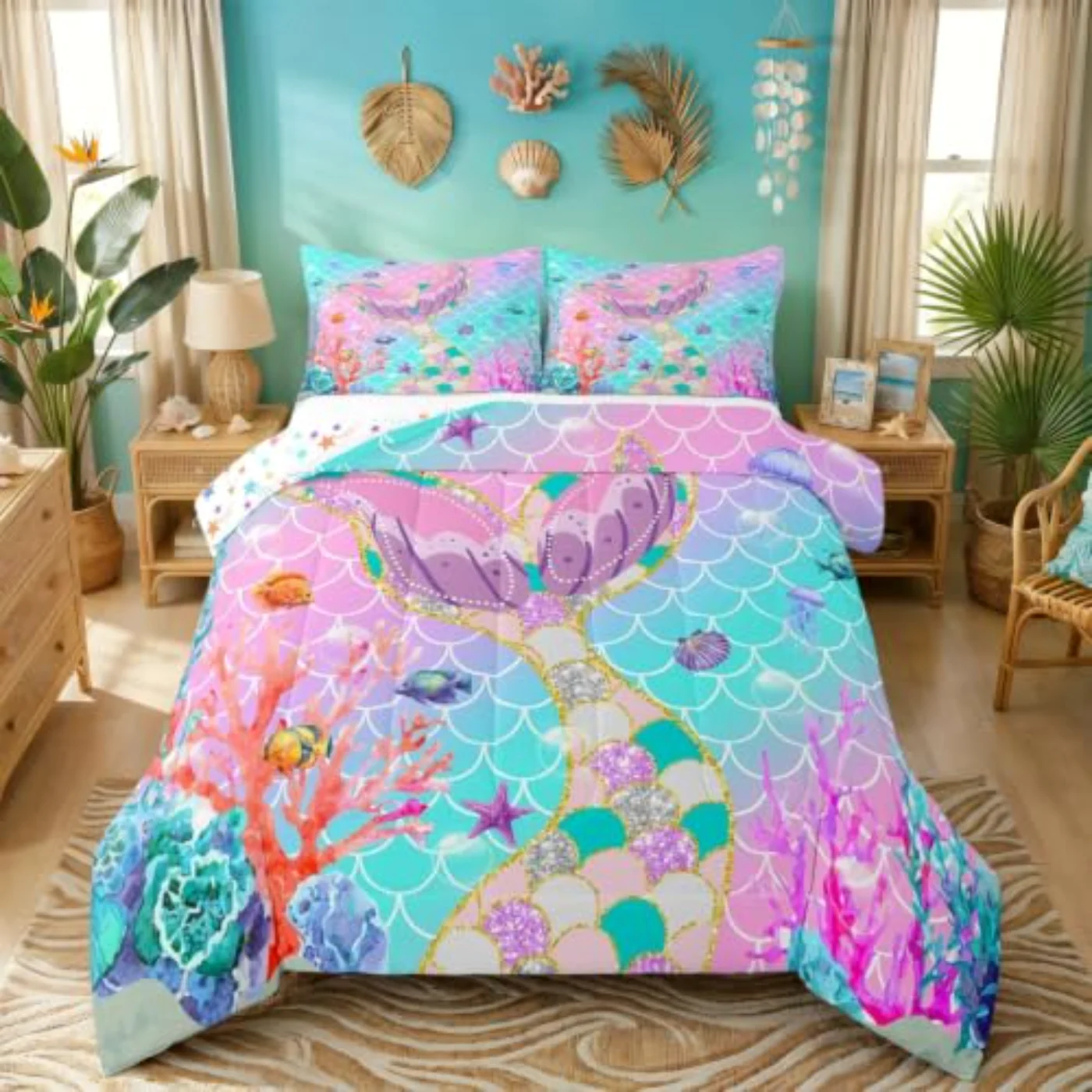 Mermaid Tail Comforter Set, Full