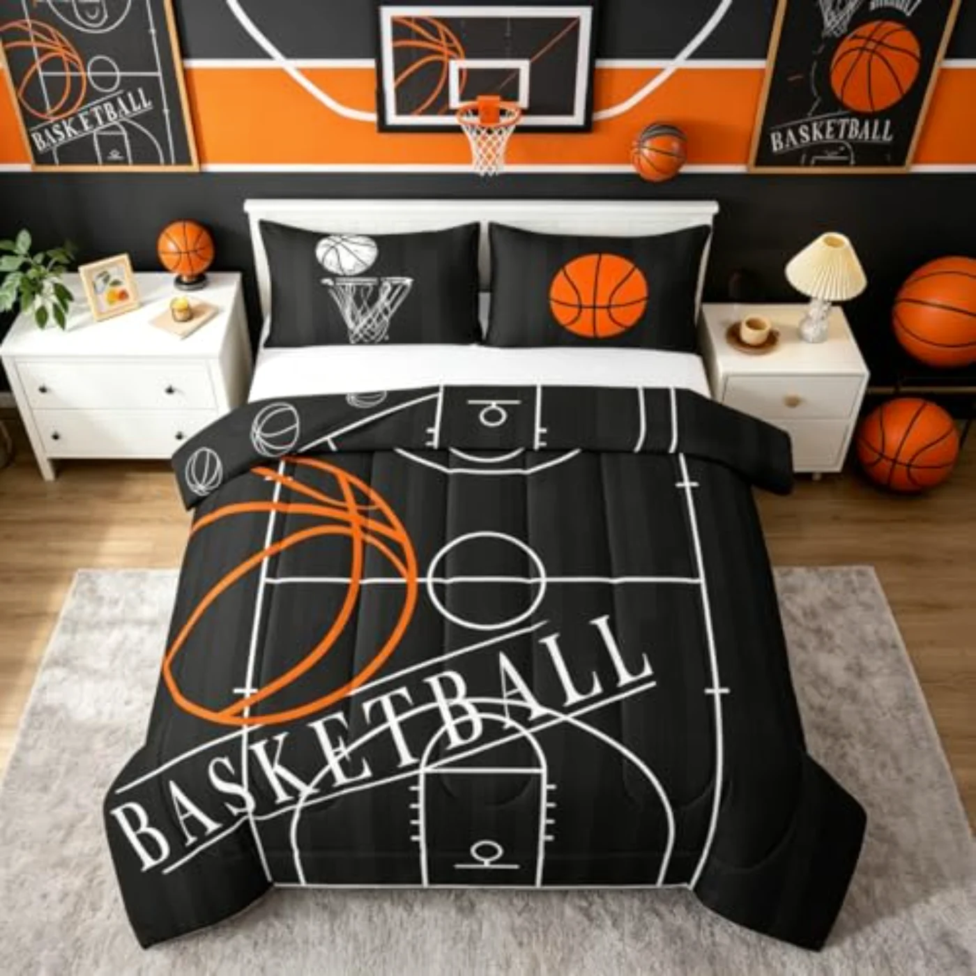 Boys Basketball Kids Child Sports Comforter Set, Twin