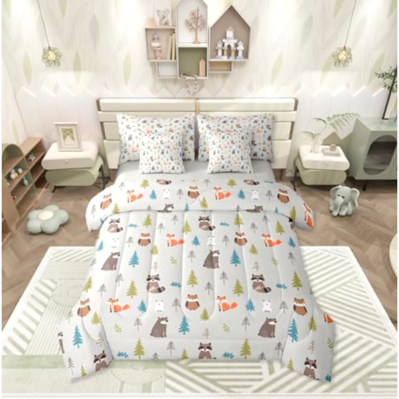 Woodland Animals Nursery Child Comforter Set, Full