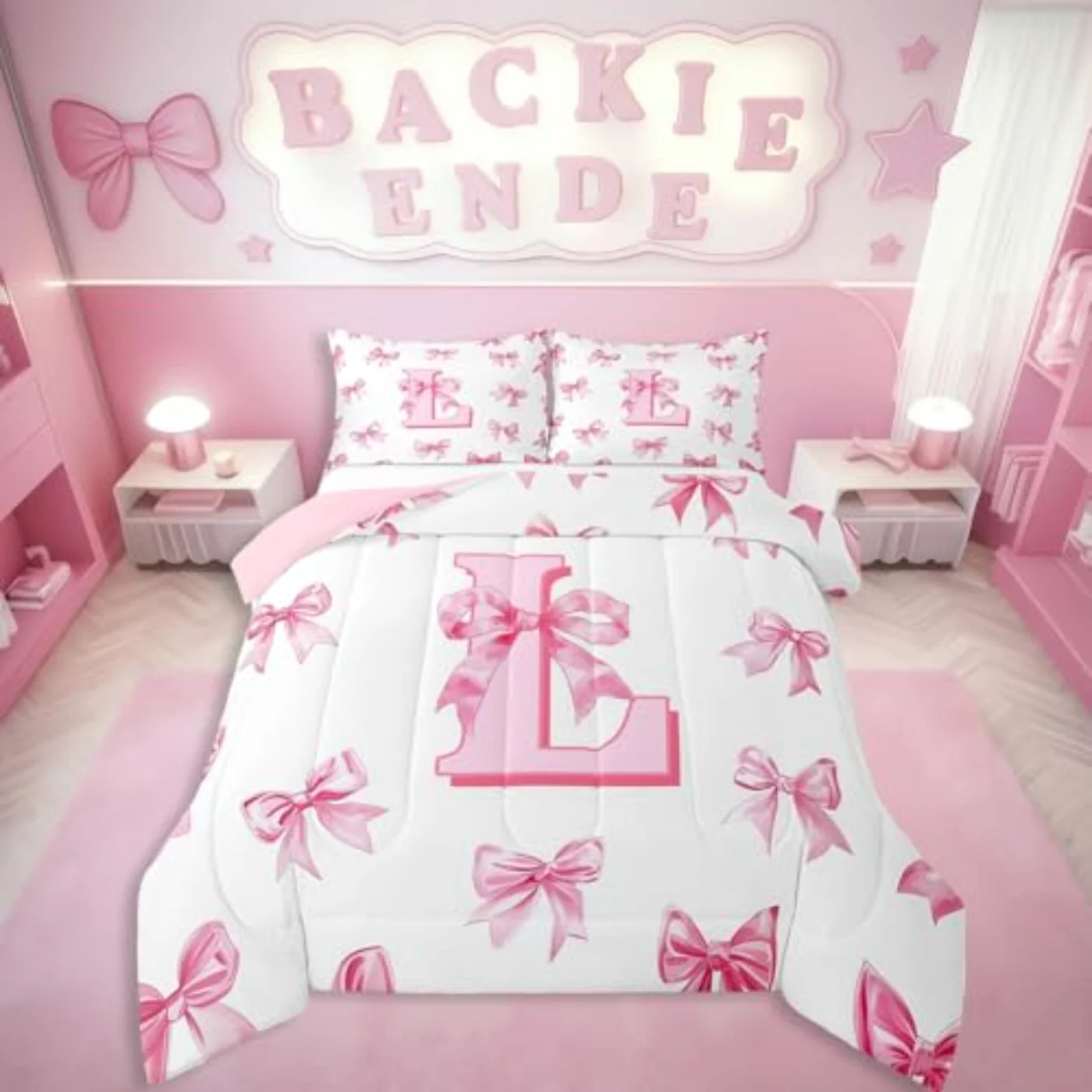 Initial Letter L Kids Teen Comforter Set, Queen