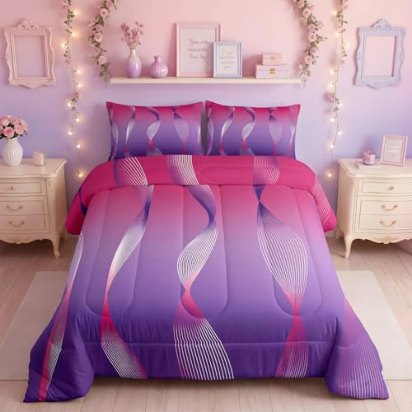 Gradient Gradient Pink To Purple Comforter Set, King