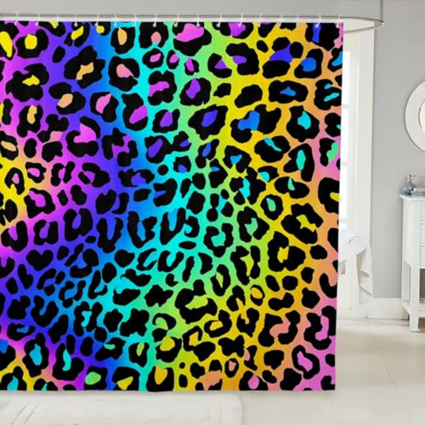 Leopard Print Shower Curtain Rainbow Shower Curtain