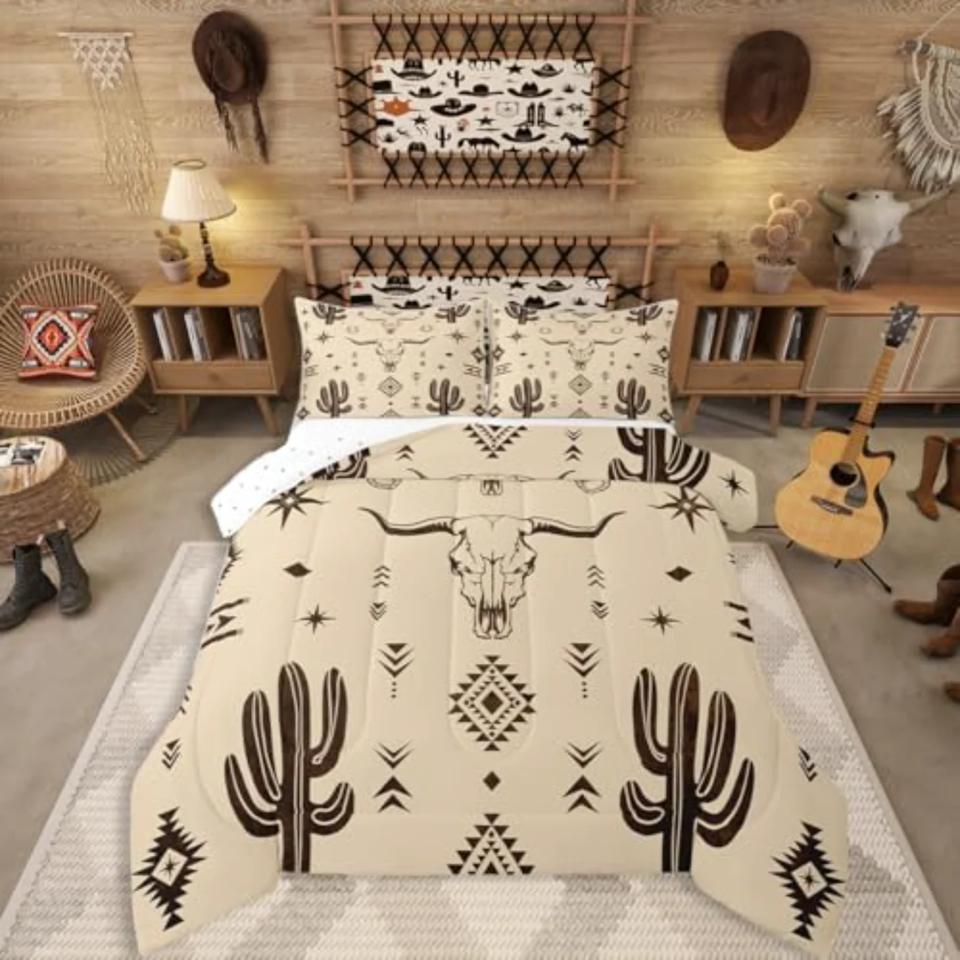 Boys Bull Skull Comforter Set, Queen