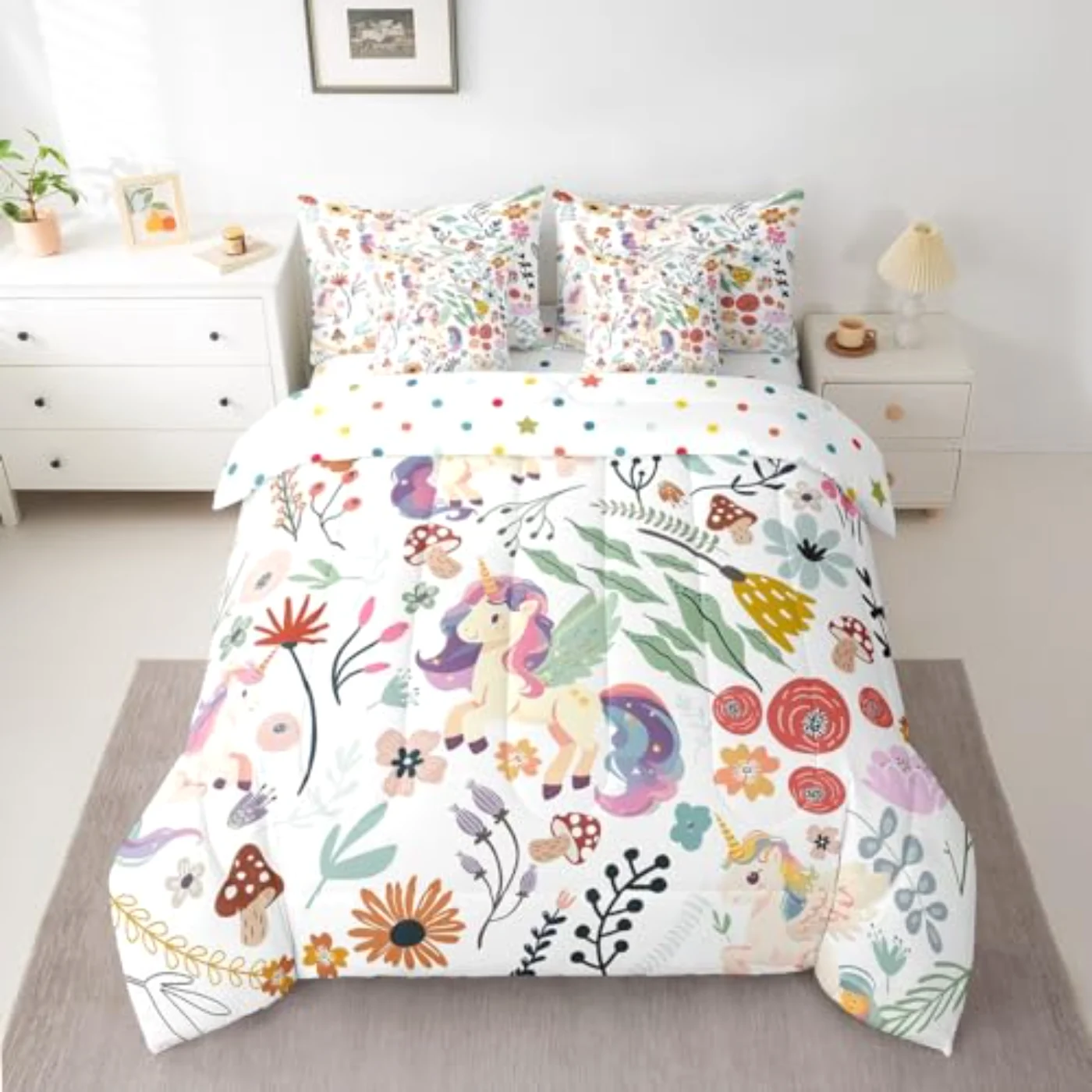 Cute Unicorn In Bag Comforter Set, Twin