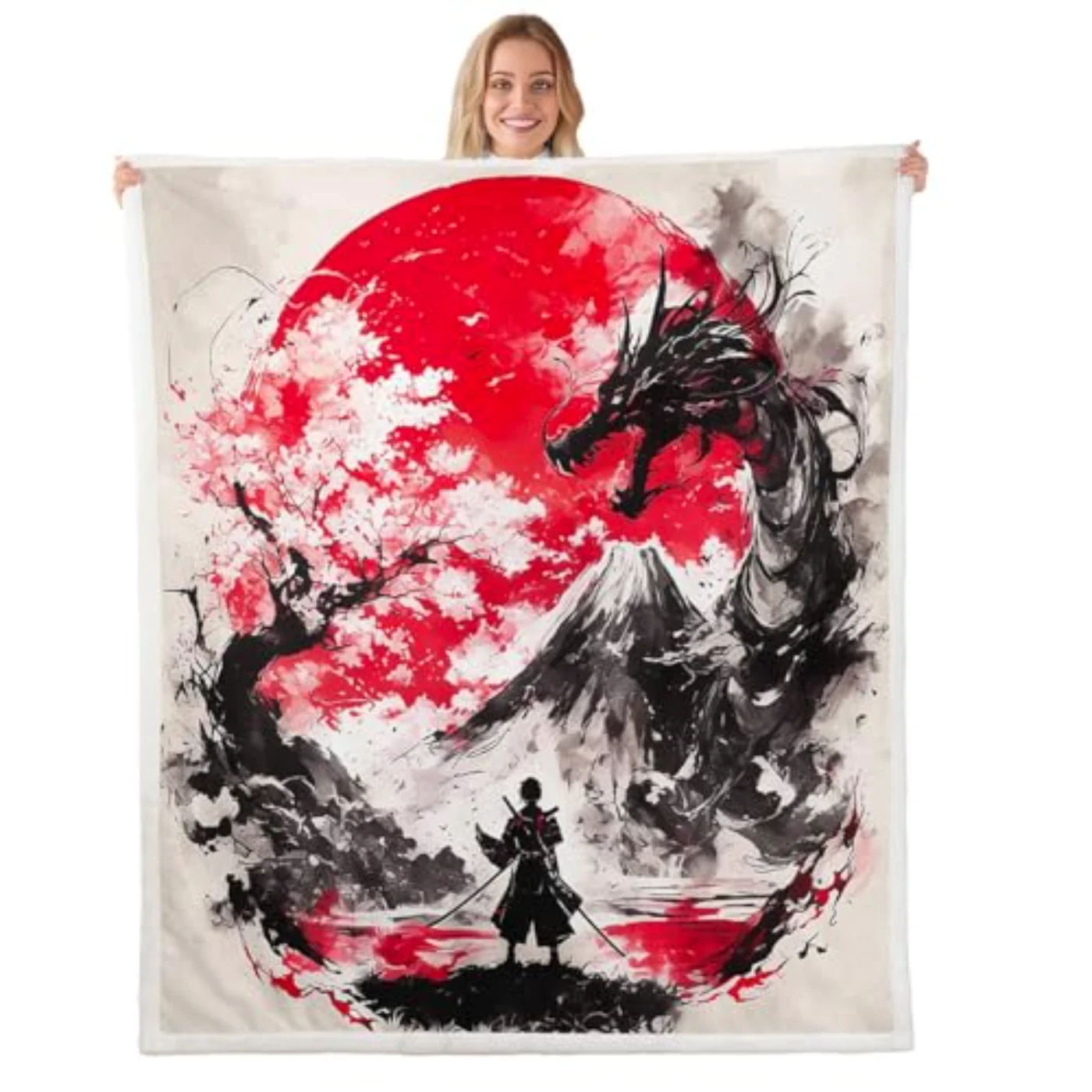Japanese Style Fleece Blanket X80 Throw, Twin